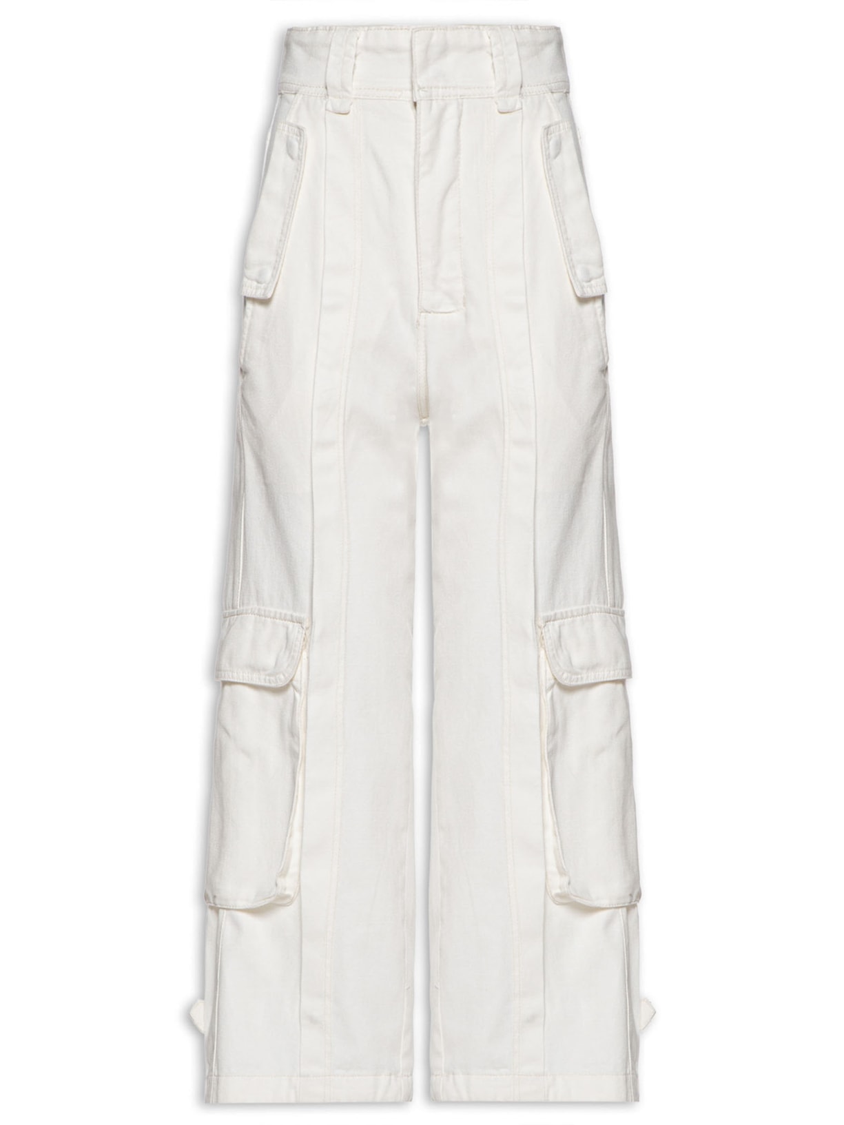 Calça Feminina Sarja Bolsos - Off White