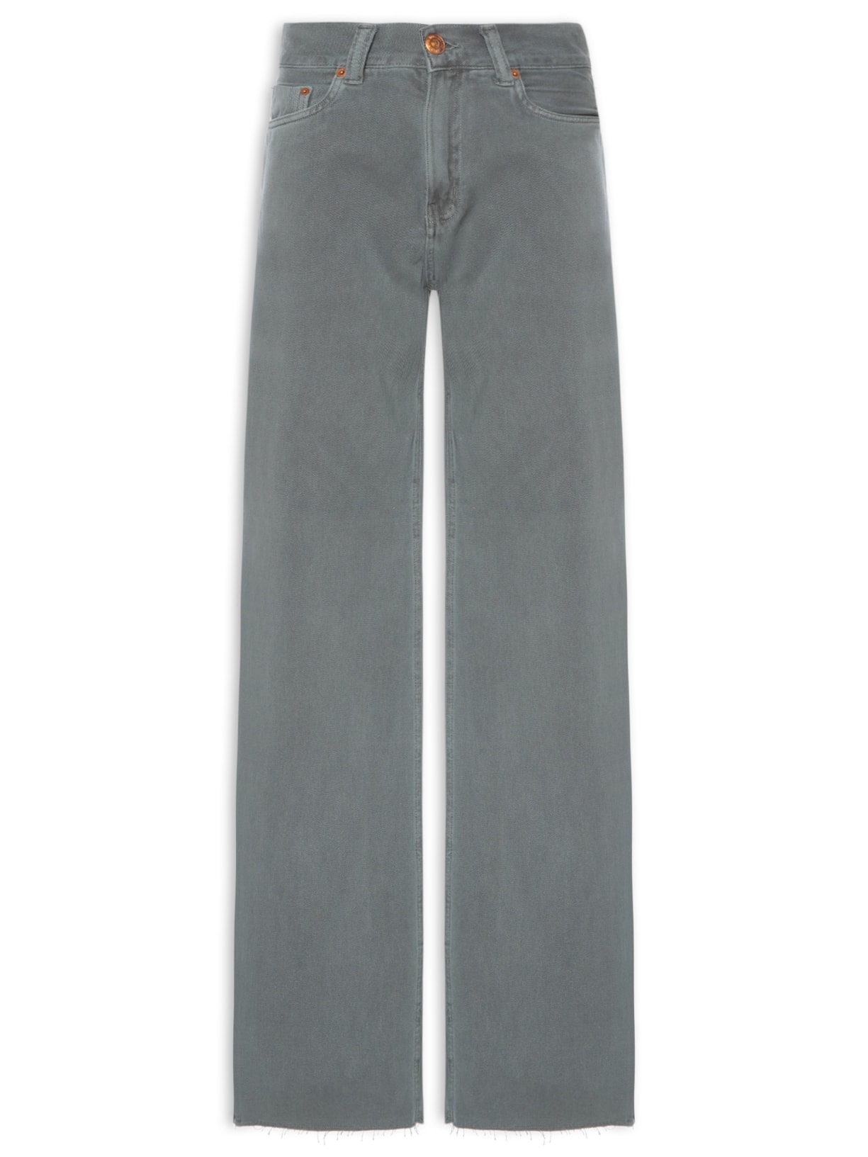 Calça Feminina Sarja Boot 70s Barra A Fio Stoned - Cinza