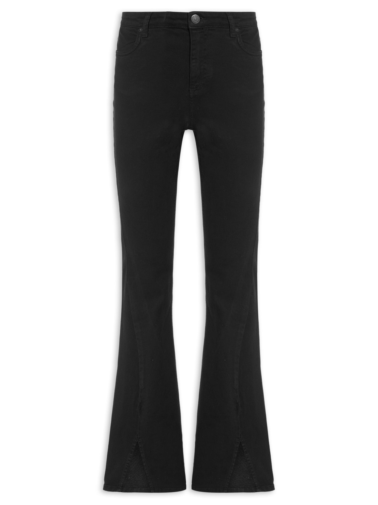 Calça Feminina Sarja Boot Basic High Fenda - Preto