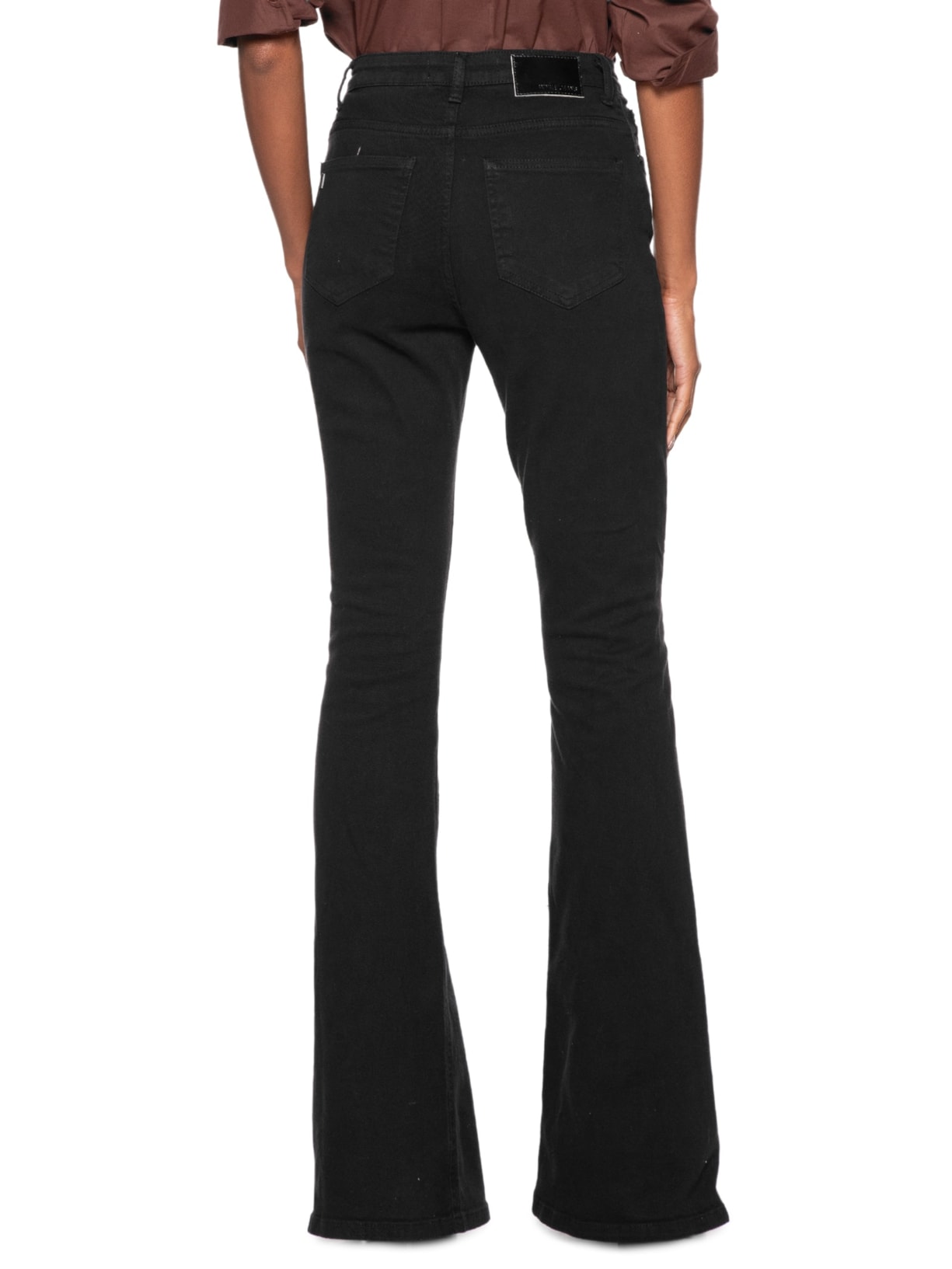 Calça Feminina Sarja Boot Basic High Fenda Preto Animale Jeans