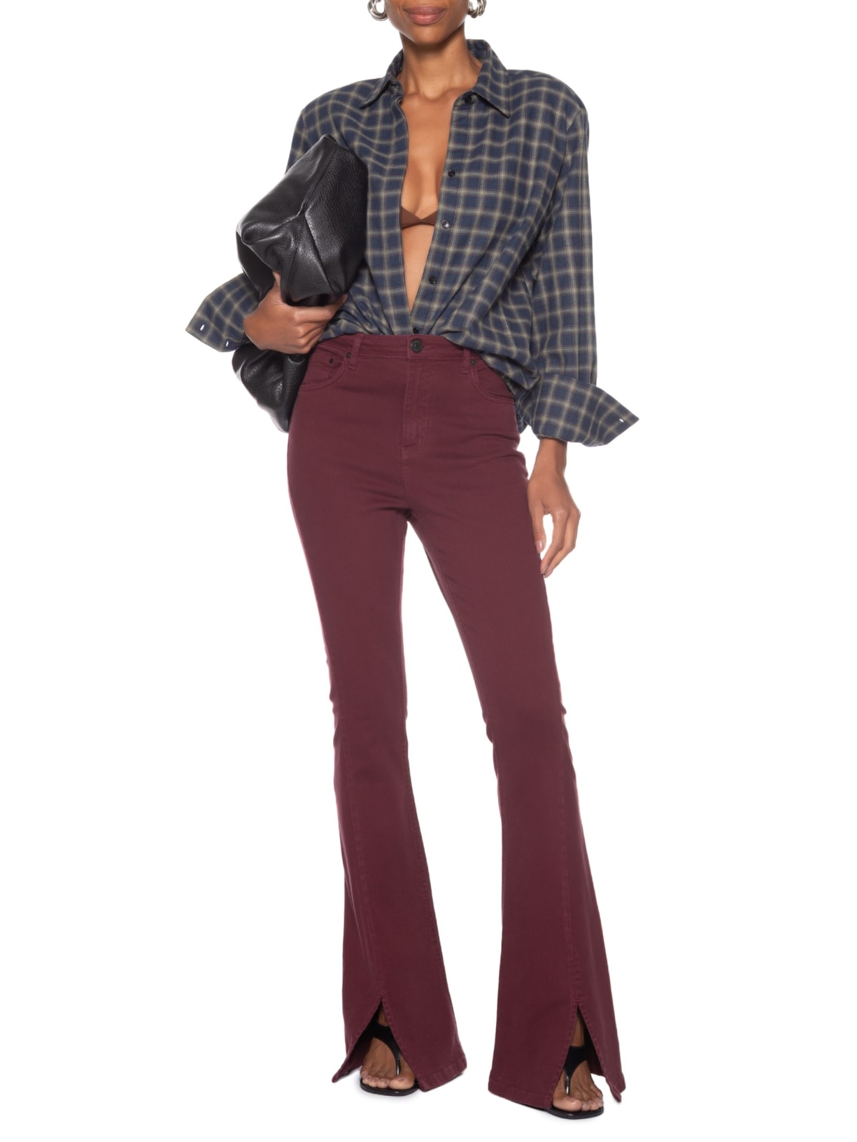 Calça Feminina Sarja Boot Basic High Fenda Vermelho Animale Jeans
