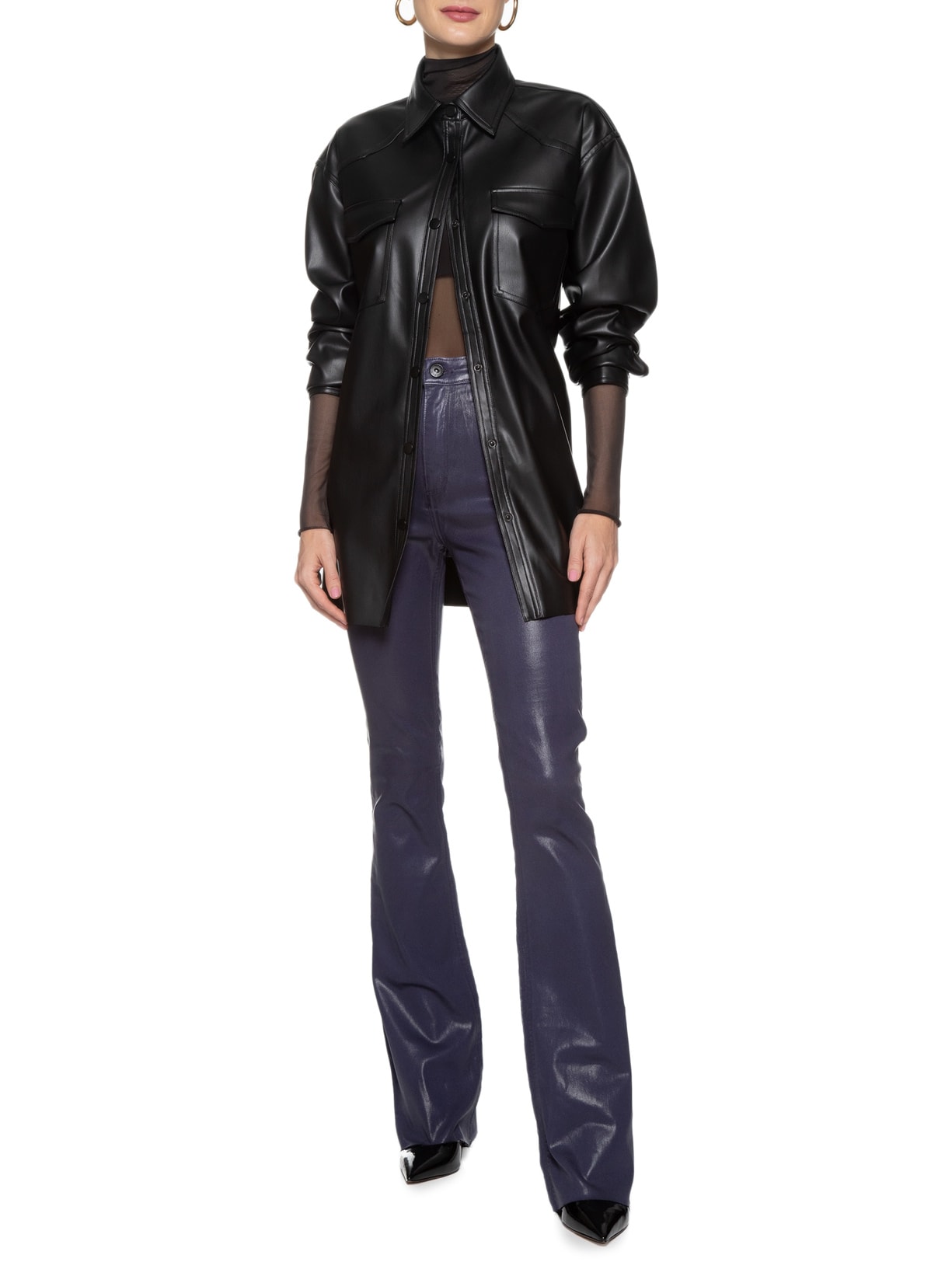 Calça Feminina Sarja Boot Basic High Like Leather Azul Animale Jeans