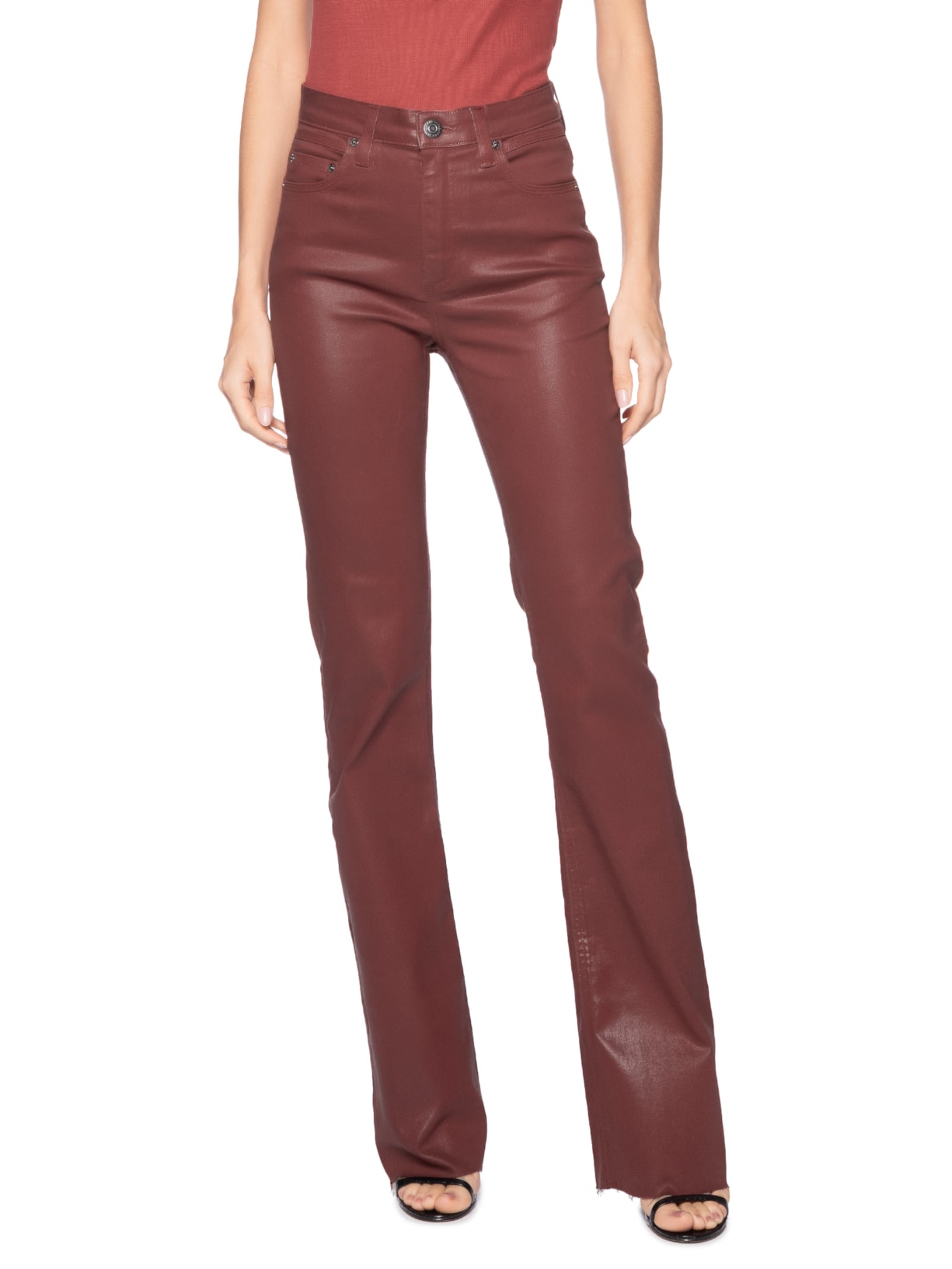 Calça Feminina Sarja Boot Basic High Like Leather Vermelho Animale Jeans