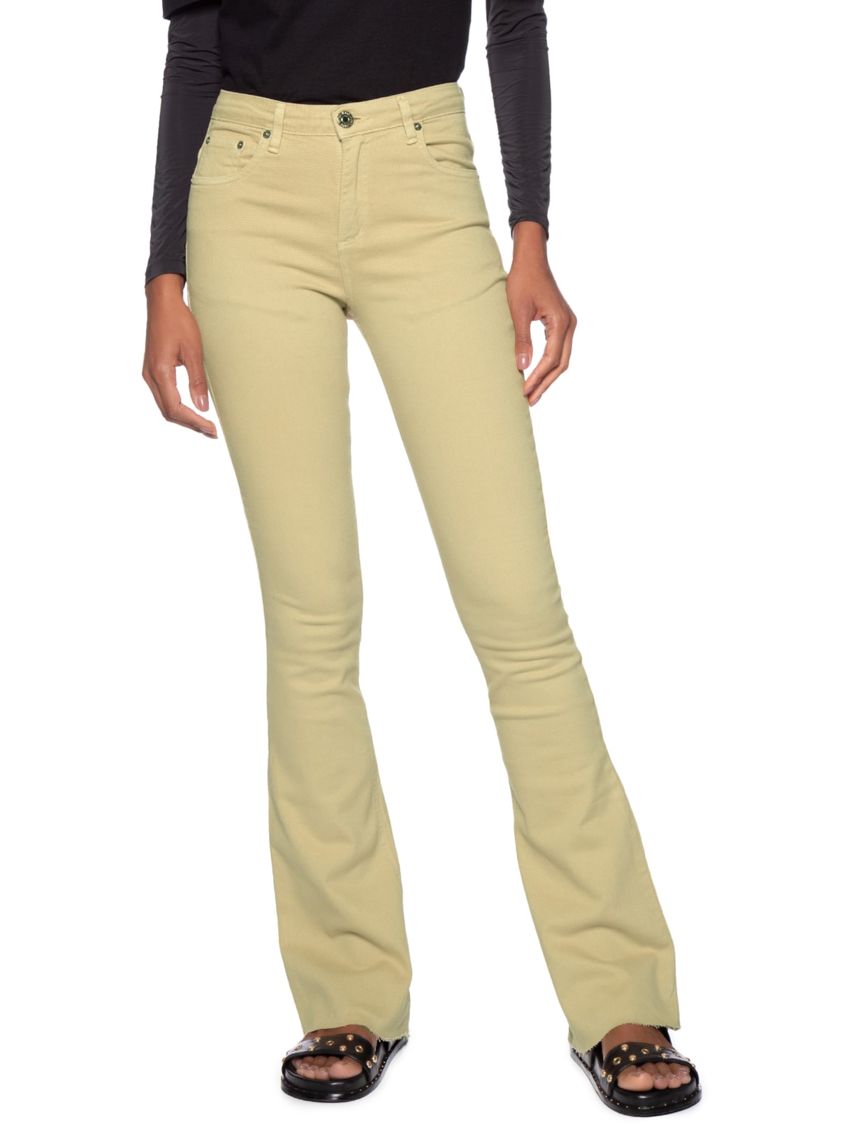 Calça Feminina Sarja Boot Basic Midi Bege Animale Jeans