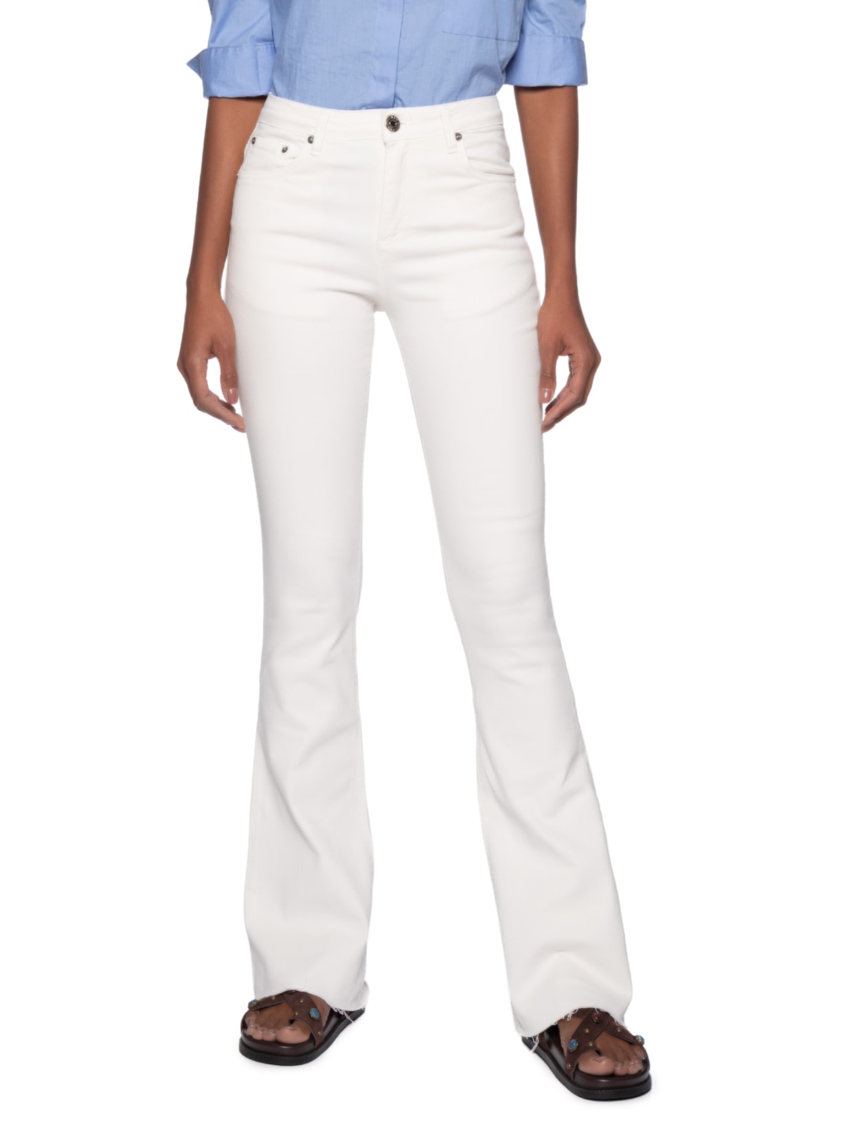 Calça Feminina Sarja Boot Basic Midi Branco Animale Jeans