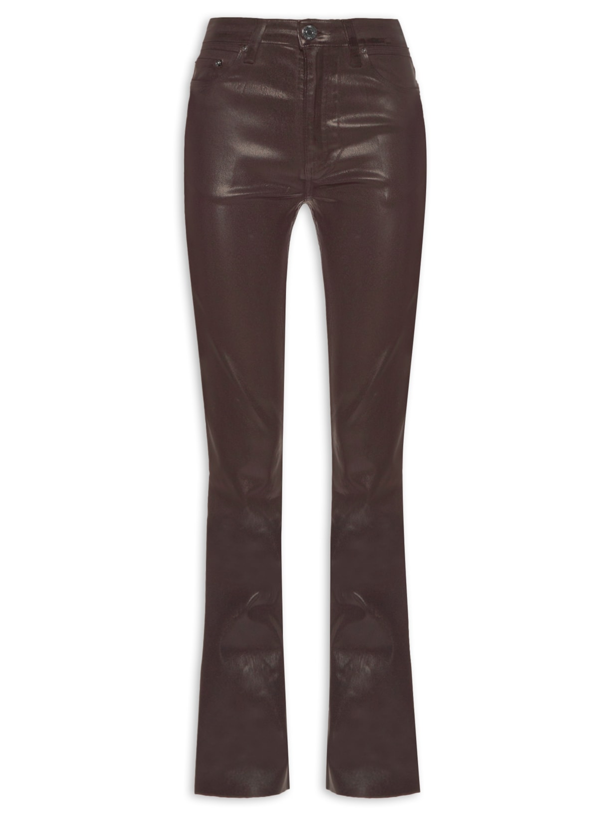 Calça Feminina Sarja Boot Basic Midi Like Leather - Marrom