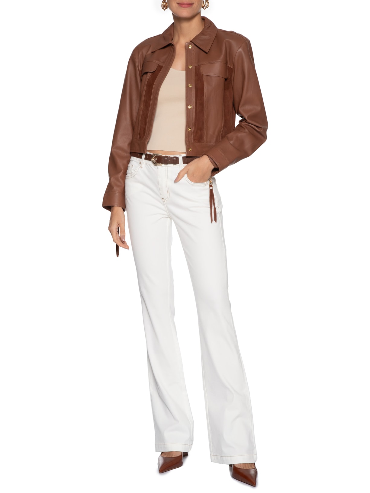 Calça Feminina Sarja Boot Cut Off White Forum