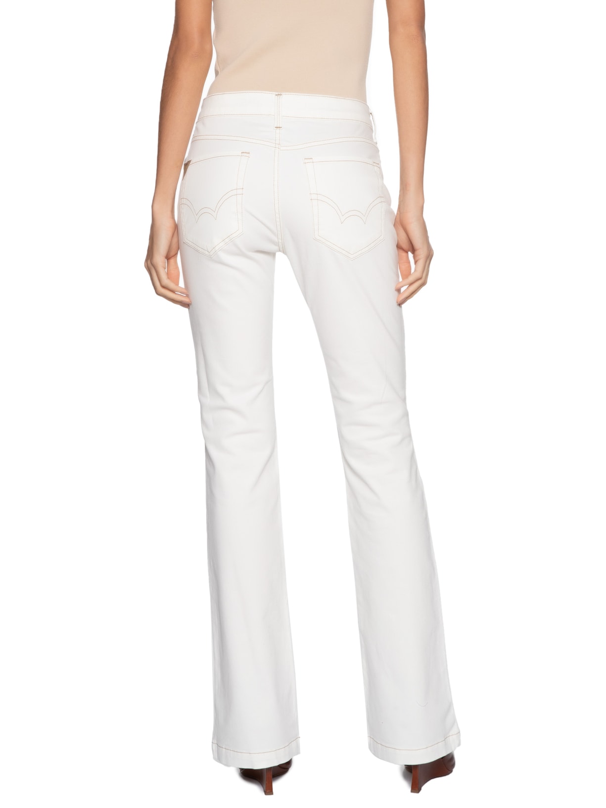 Calça Feminina Sarja Boot Cut Off White Forum