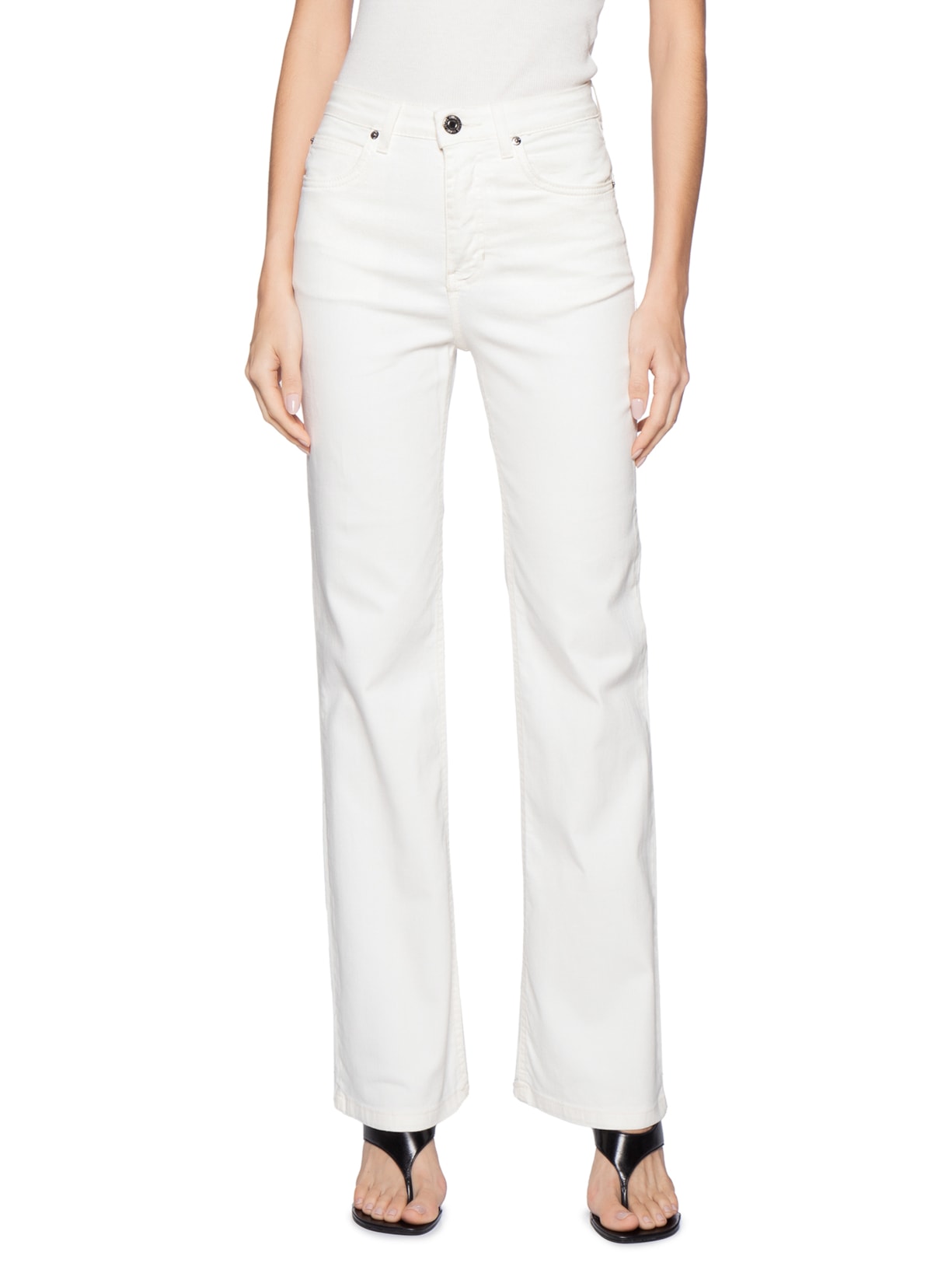 Calça Feminina Sarja Boot Vintage Midi Branco Animale Jeans