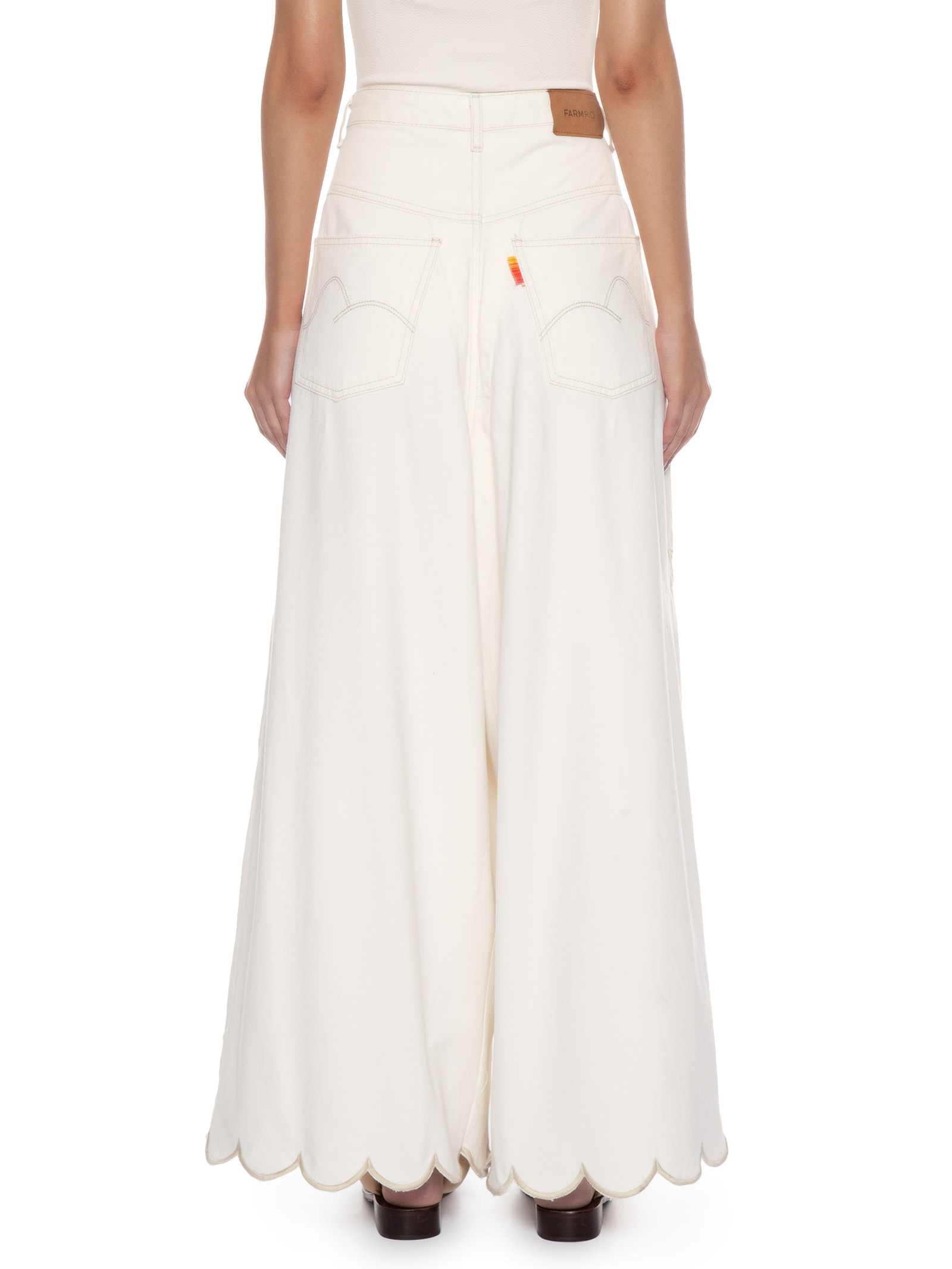 Calça Feminina Sarja Bordado Richelieu Coqueiro - Off White