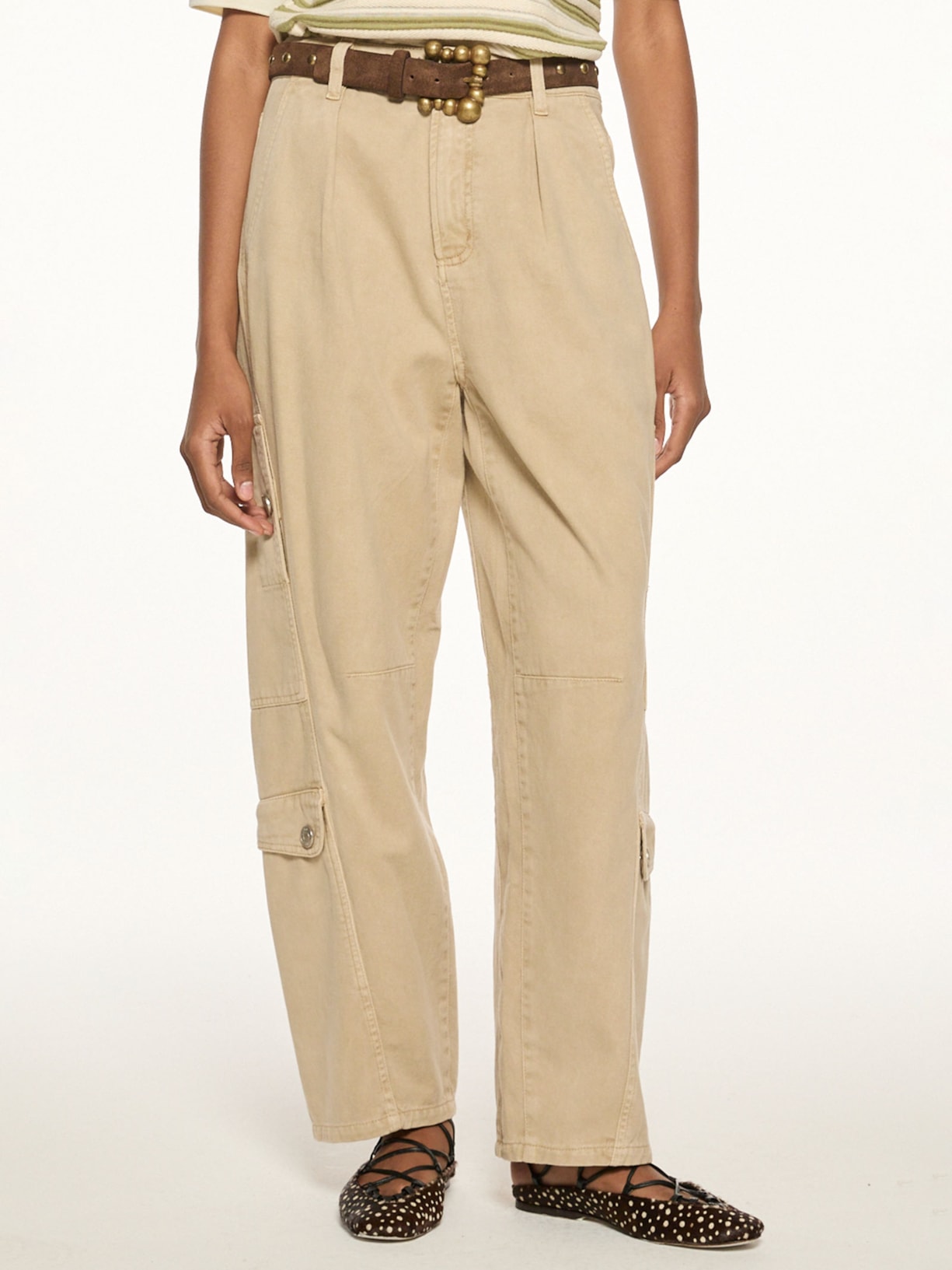 Calça Feminina  Sarja Bruna V27 Bege Mixed