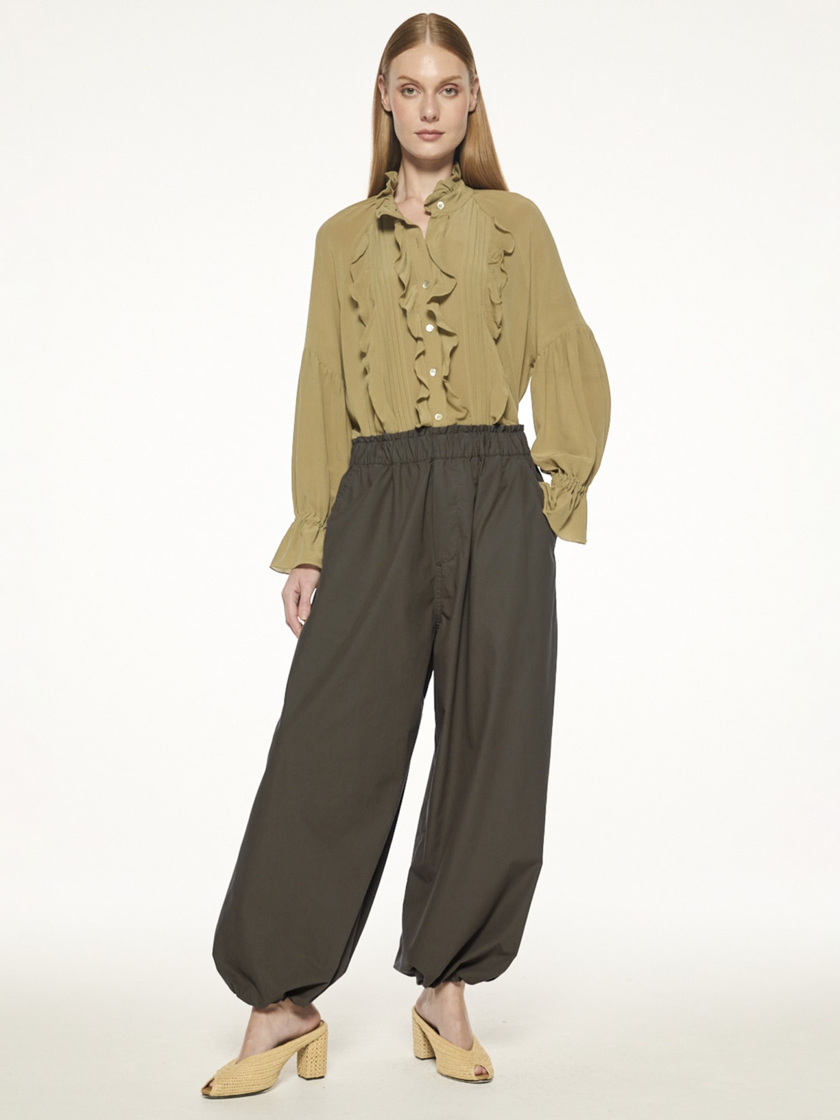 Calça Feminina Sarja Bubble Oliva V27 Verde Mixed