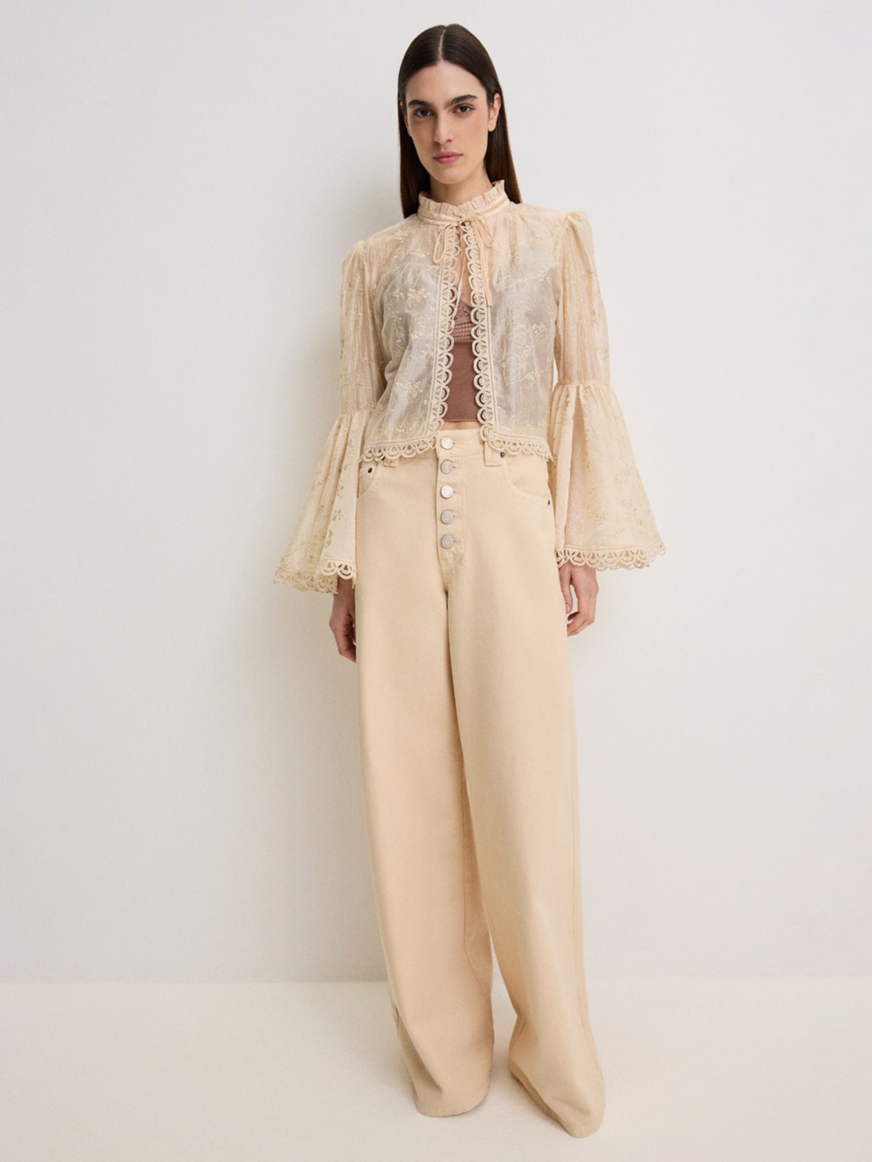 Calça Feminina Sarja Butter I26 Bege Mixed