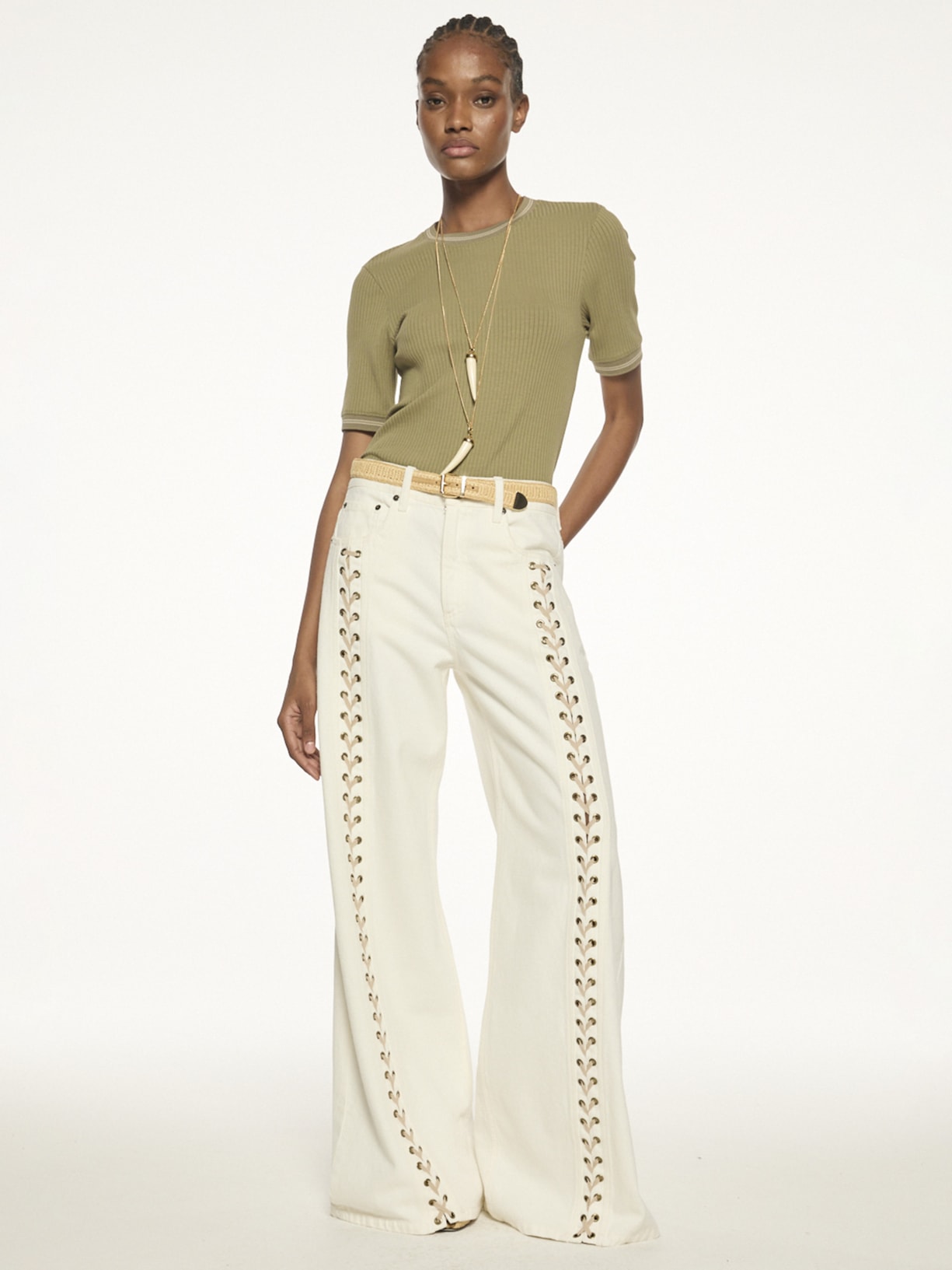 Calça Feminina Sarja Cambridge V27 Branco Mixed