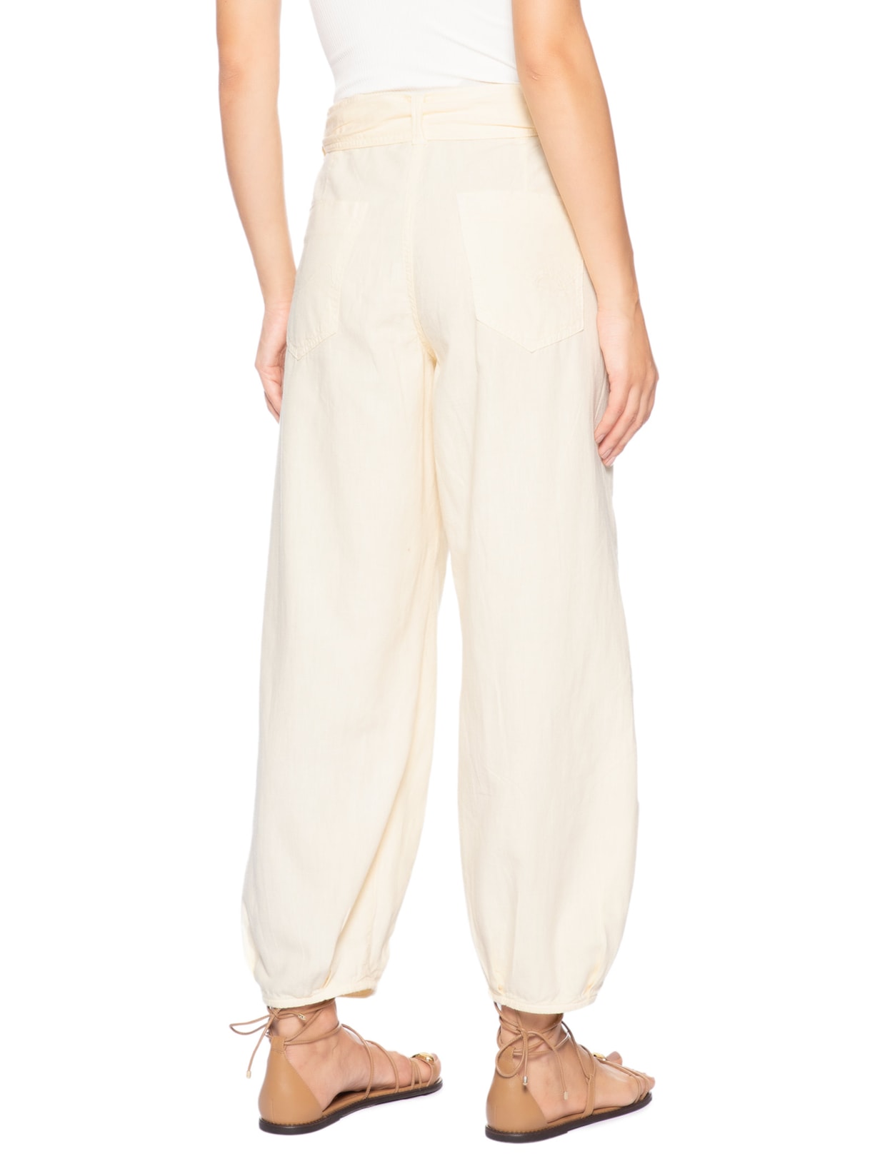 Calça Feminina Sarja Cânhamo Amarração Amarelo Dress To