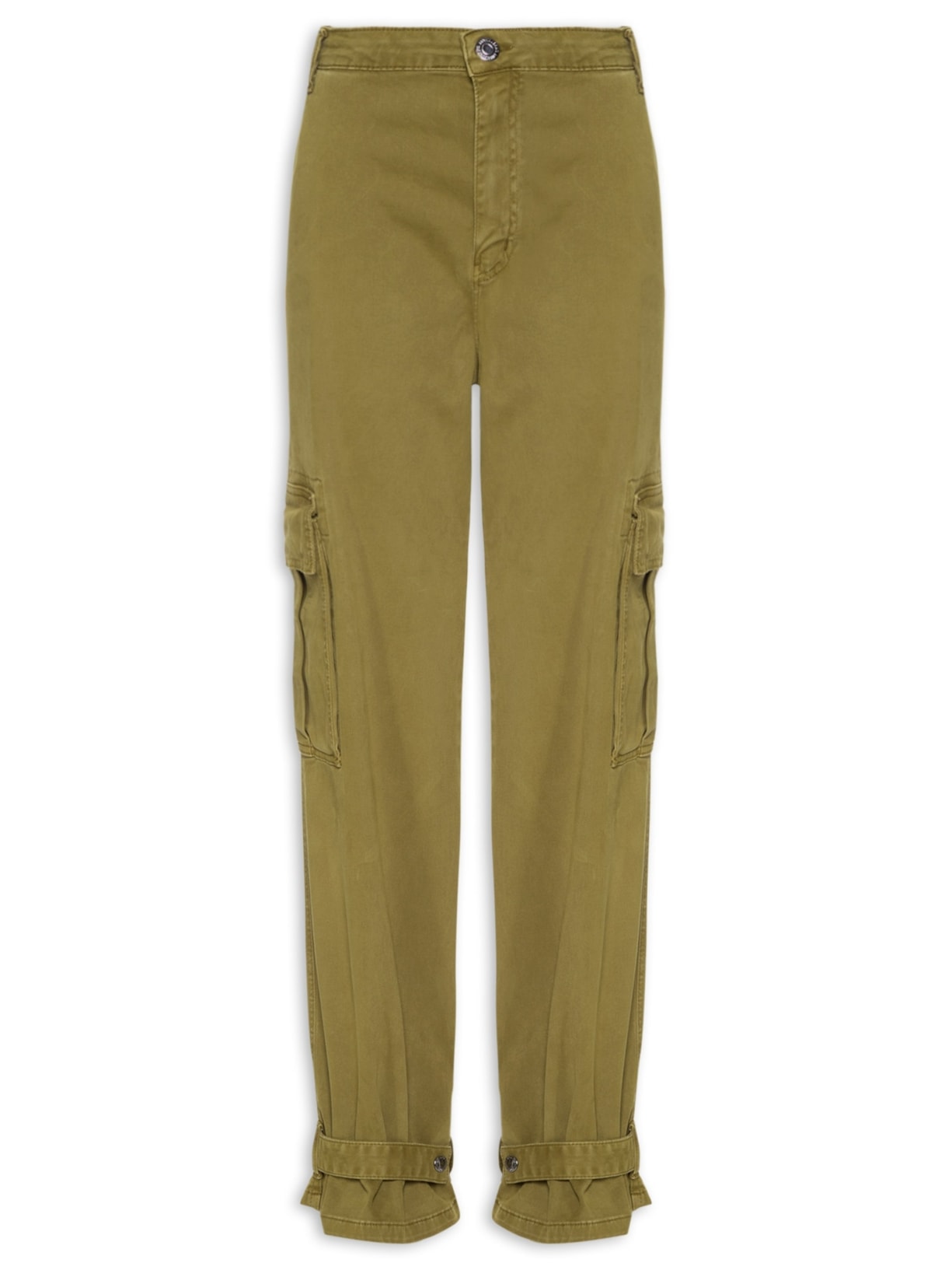 Calça Feminina Sarja Cargo Stoned - Verde