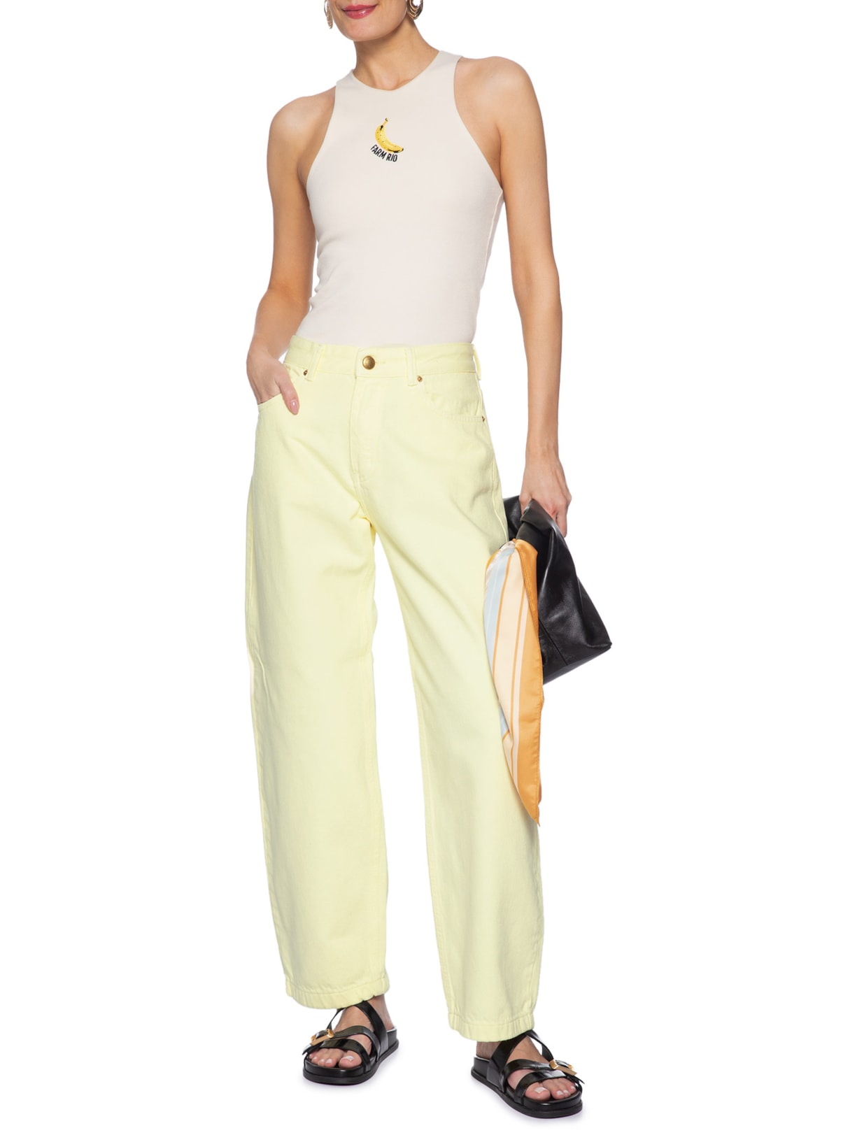 Calça Feminina Sarja Cintura Baixa Leni – Bege Farm