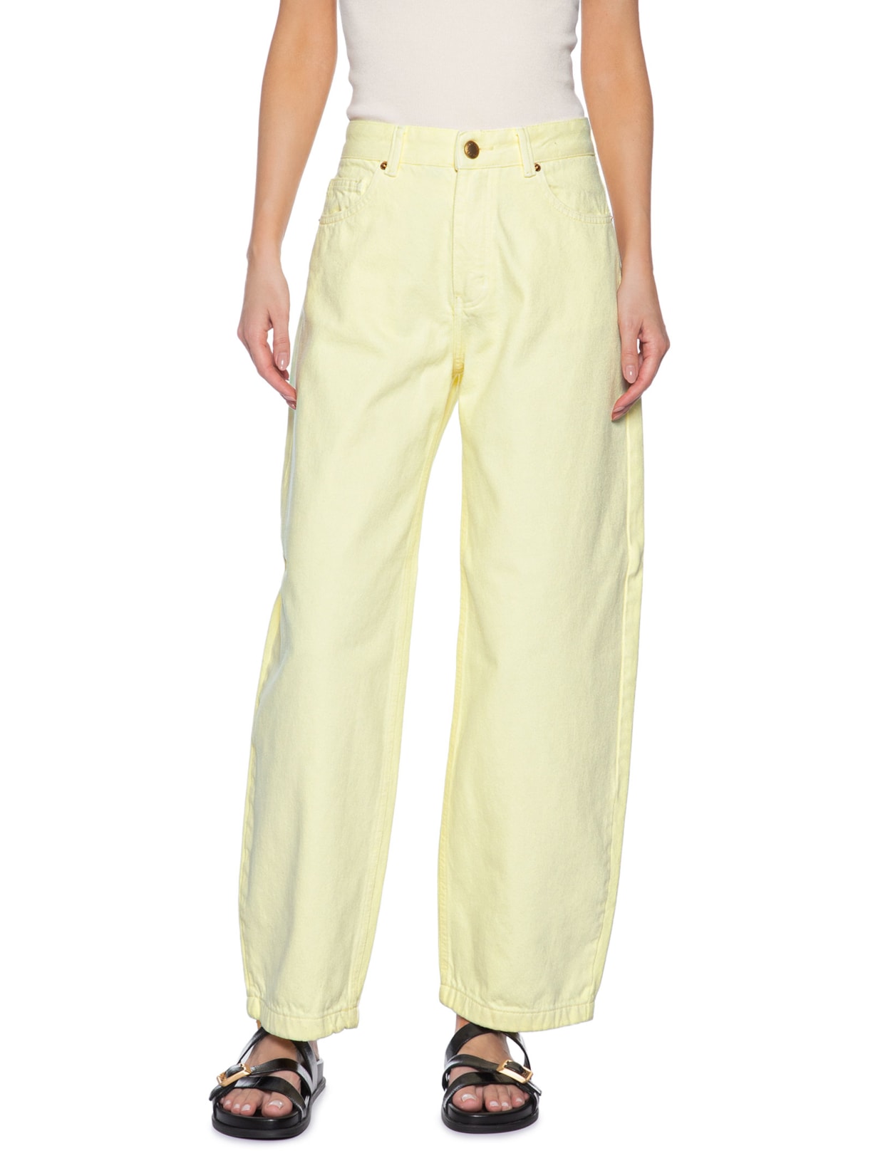 Calça Feminina Sarja Cintura Baixa Leni – Bege Farm