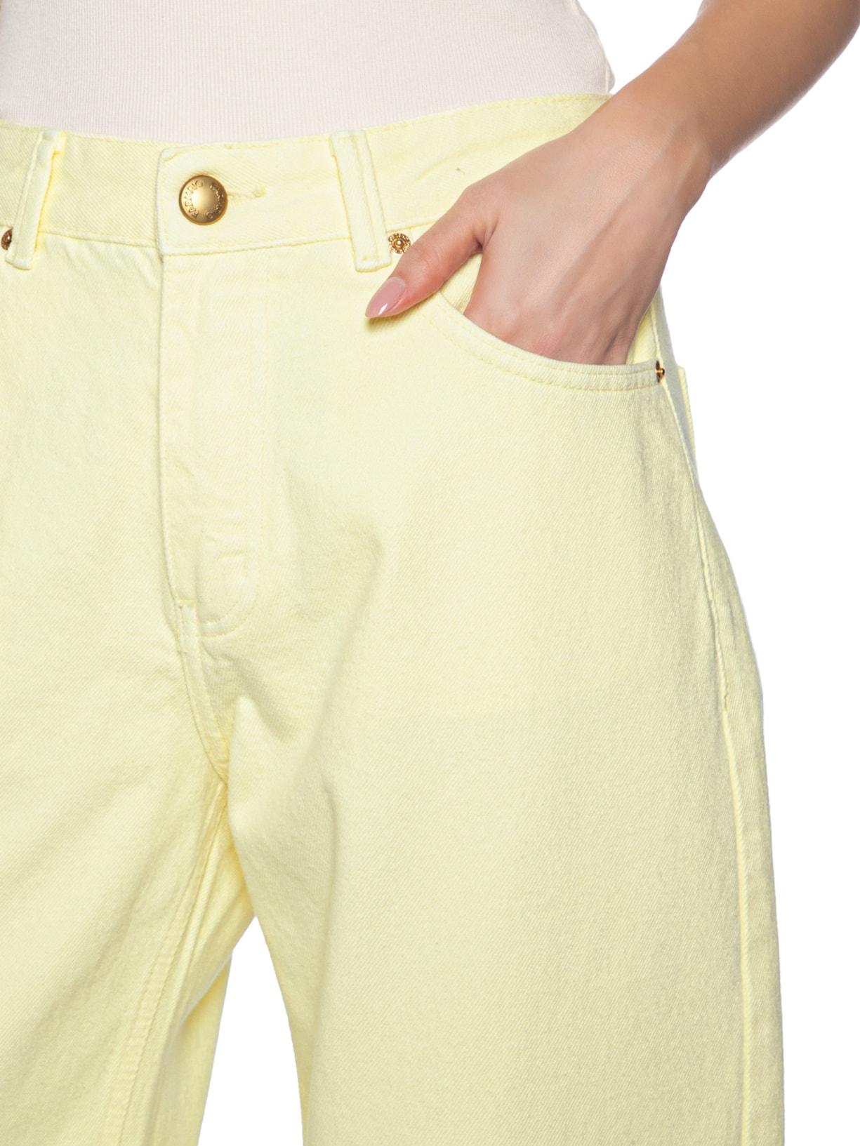 Calça Feminina Sarja Cintura Baixa Leni – Bege Farm