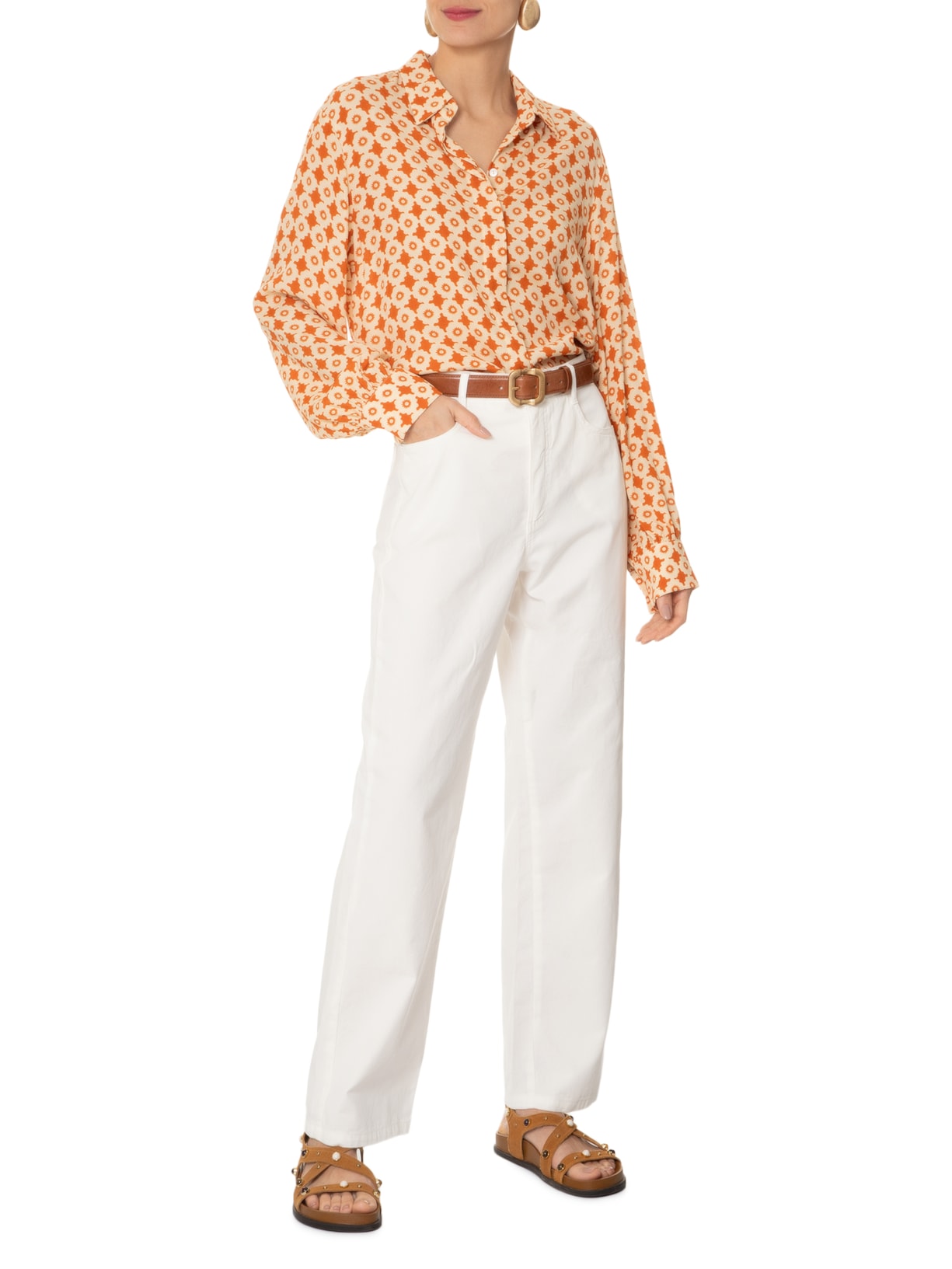 Calça Feminina Sarja Color Branco Dress To