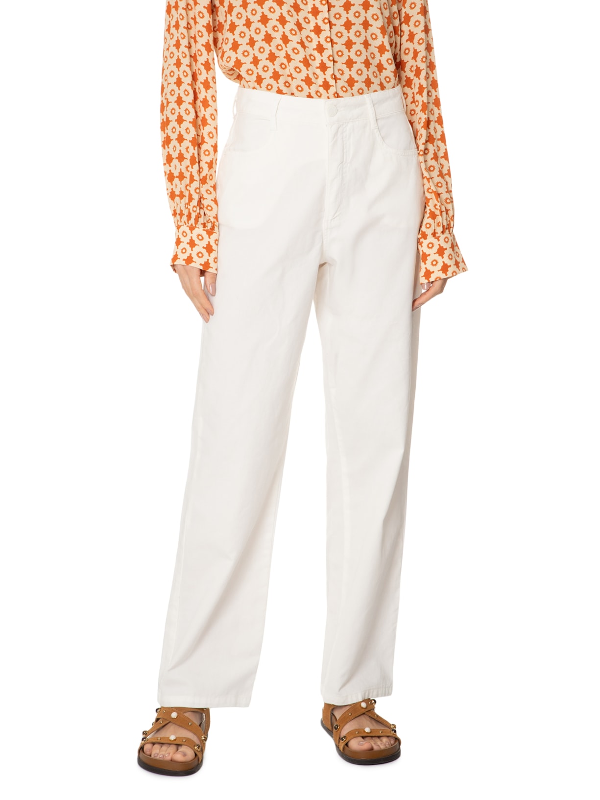 Calça Feminina Sarja Color Branco Dress To