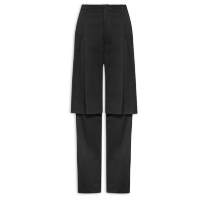 Calça Feminina Sarja Com Bermuda - Preto