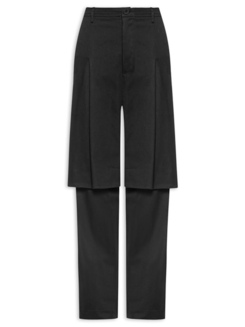 Calça Feminina Sarja Com Bermuda - Preto