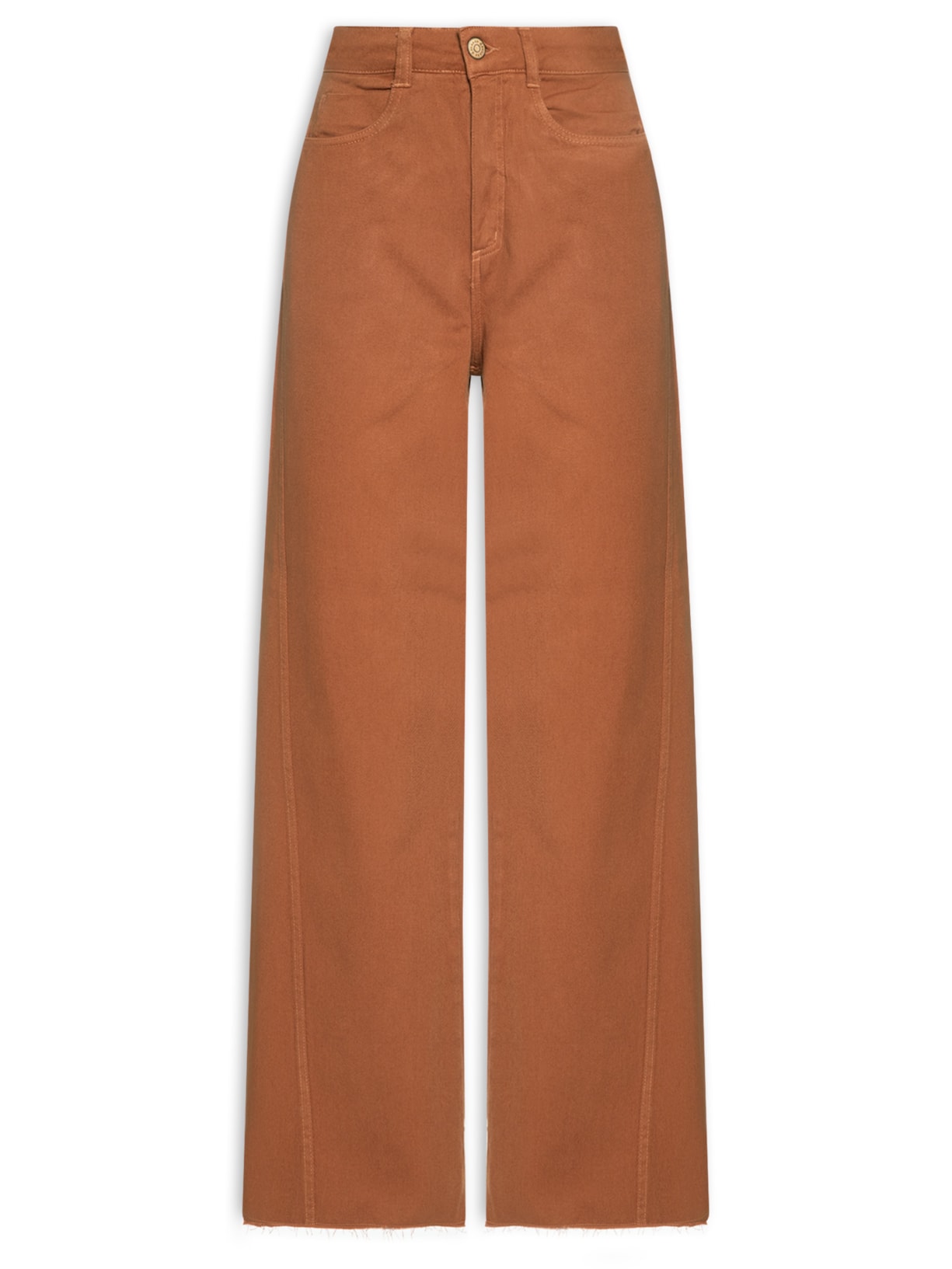 Calça Feminina Sarja Costura Deslocada - Marrom