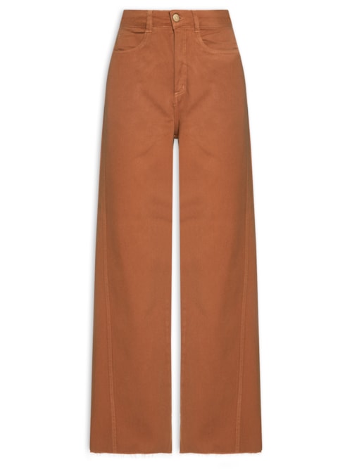 Calça Feminina Sarja Costura Deslocada - Marrom