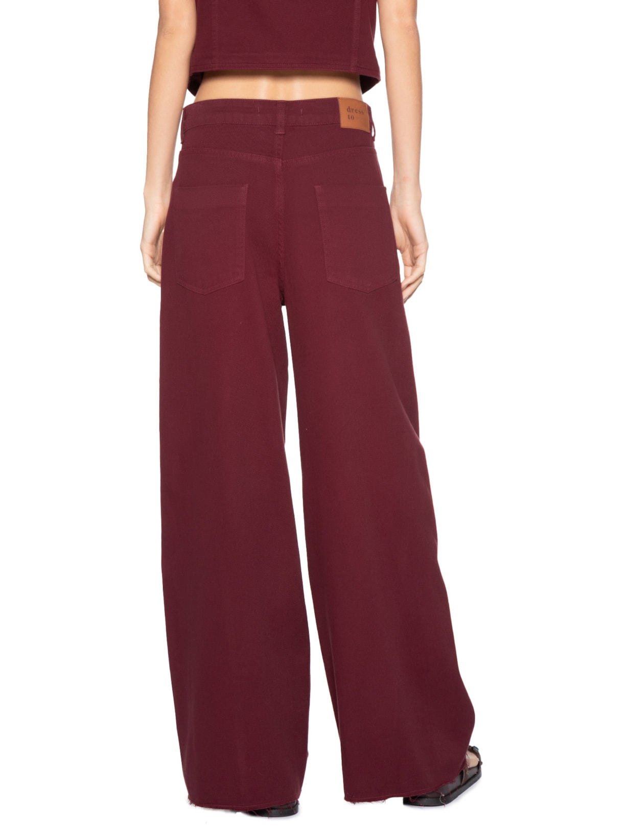 Calça Feminina Sarja Costura Deslocada Vermelho Dress To