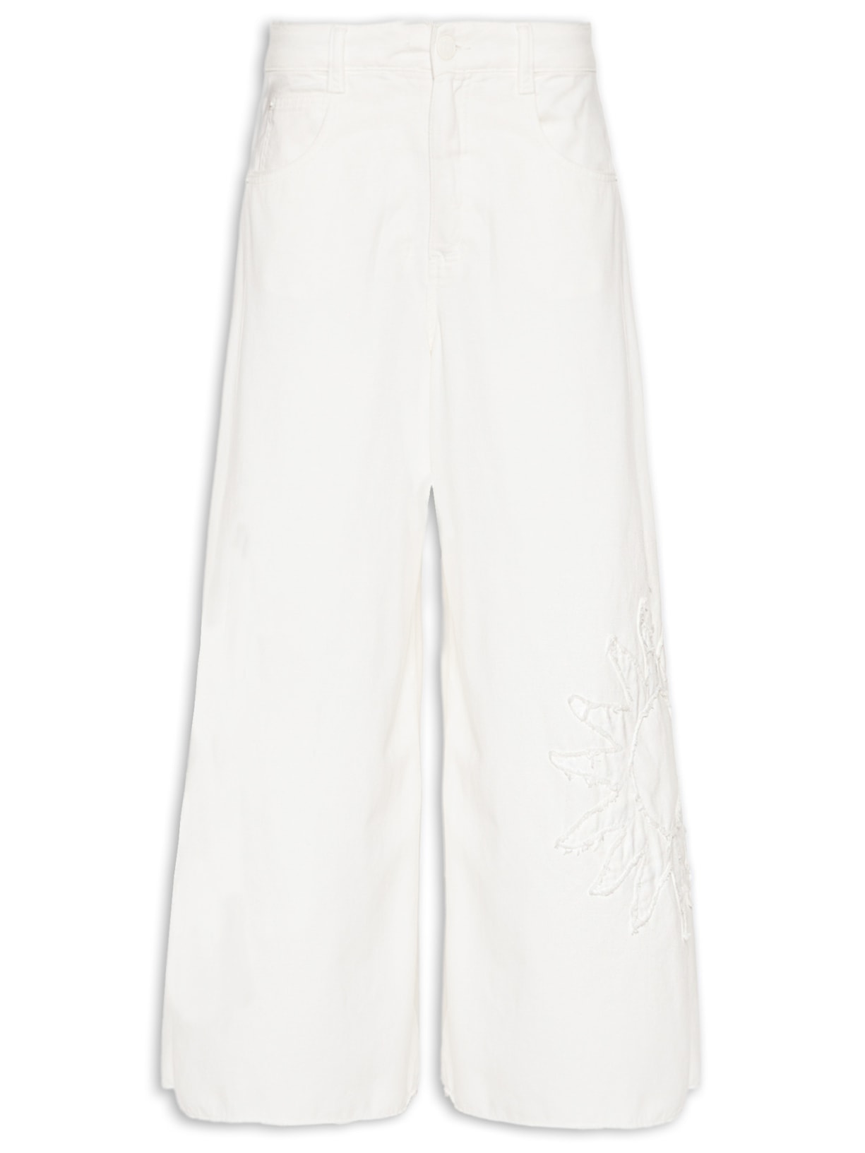 Calça Feminina Sarja Detalhe Sol Off White Dress To