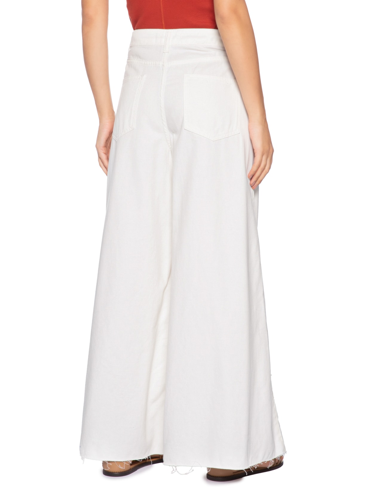 Calça Feminina Sarja Detalhe Sol Off White Dress To