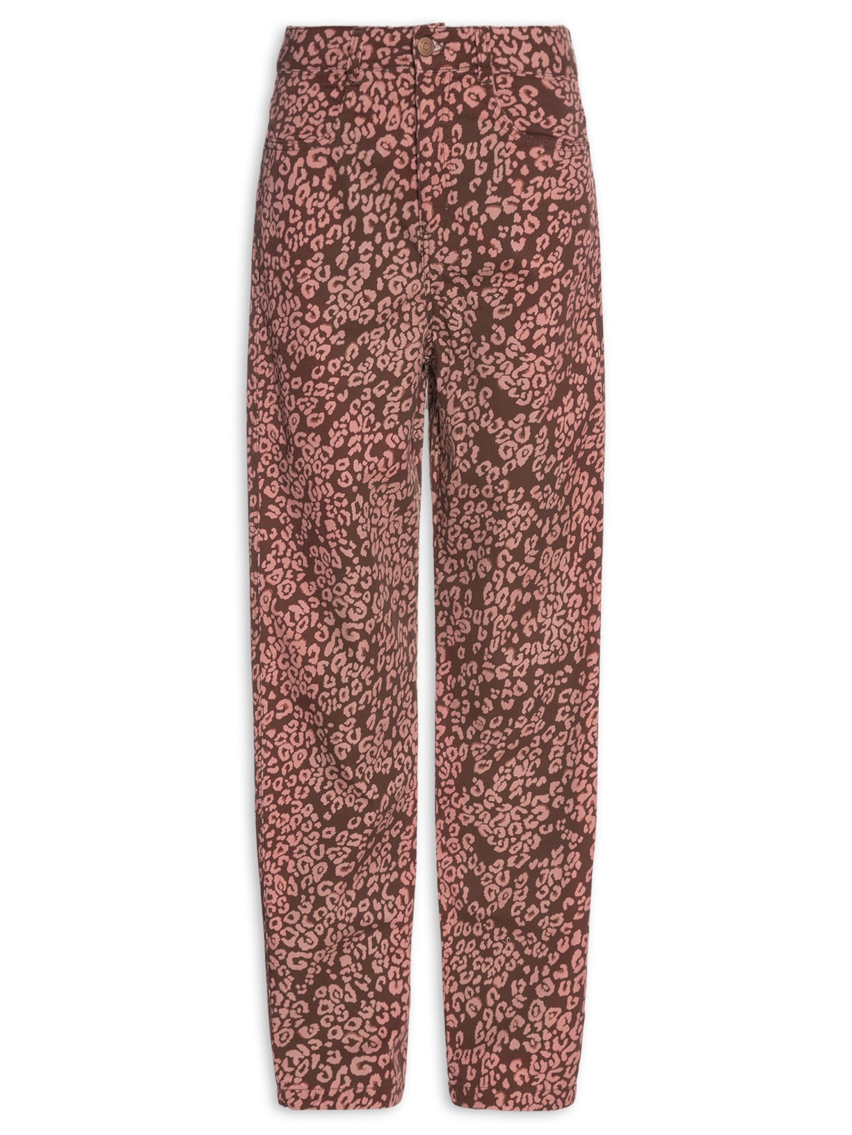 Calça Feminina Sarja Estampa Felina Marrom Dress To