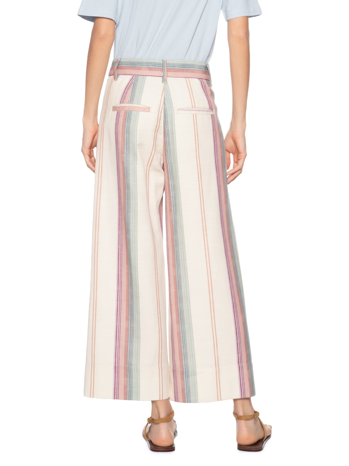 Calça Feminina Sarja Estampa Listra Coloris Bege Maria Filó