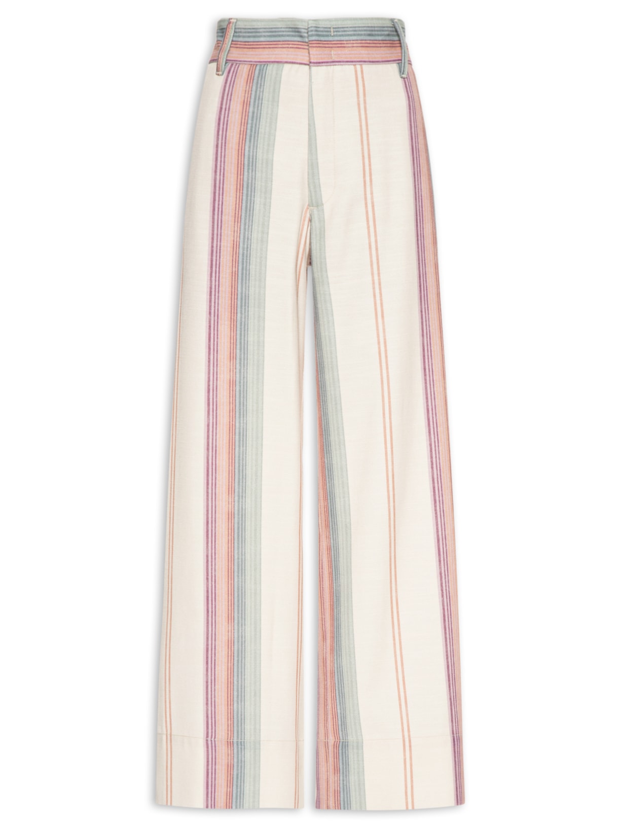 Calça Feminina Sarja Estampa Listra Coloris Bege Maria Filó