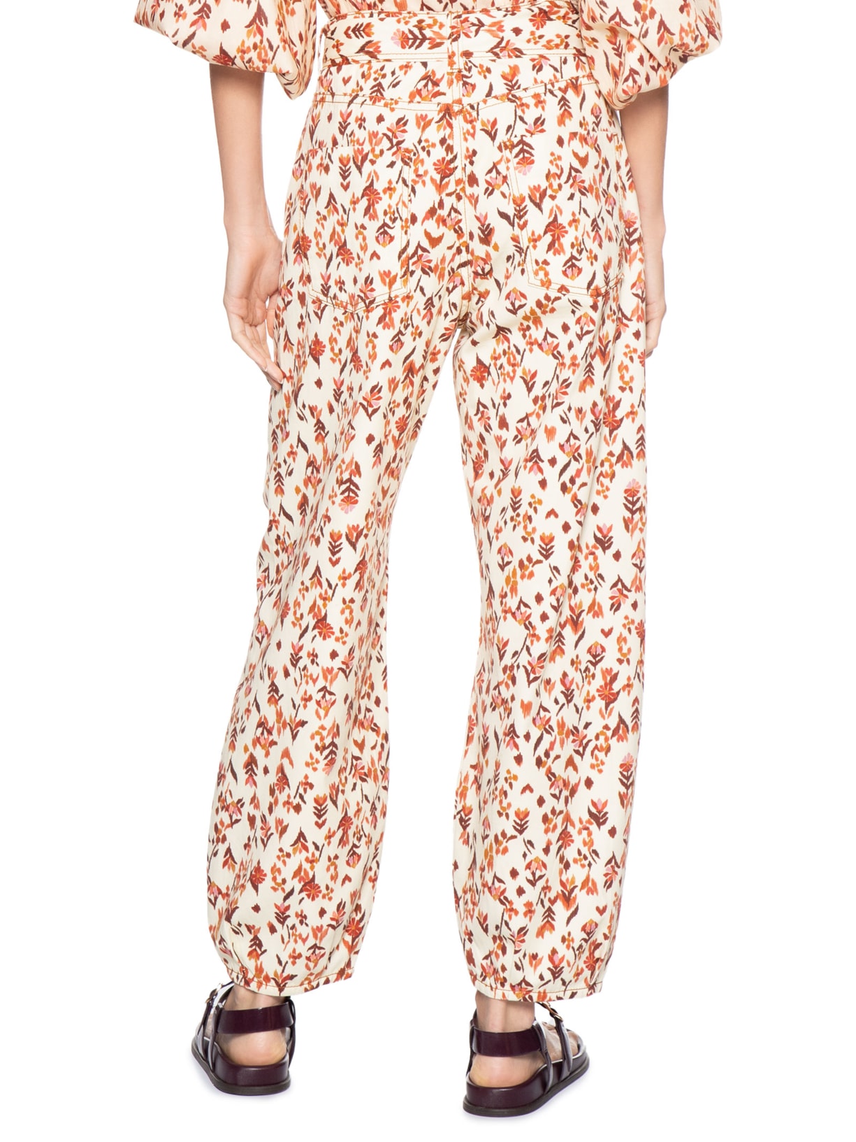 Calça Feminina Sarja Faixa Estampa Jardim Kat Amarelo Dress To