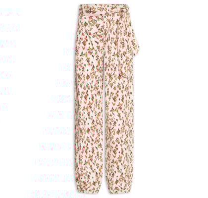 Calça Feminina Sarja Faixa Estampa Jardim Kat - Amarelo