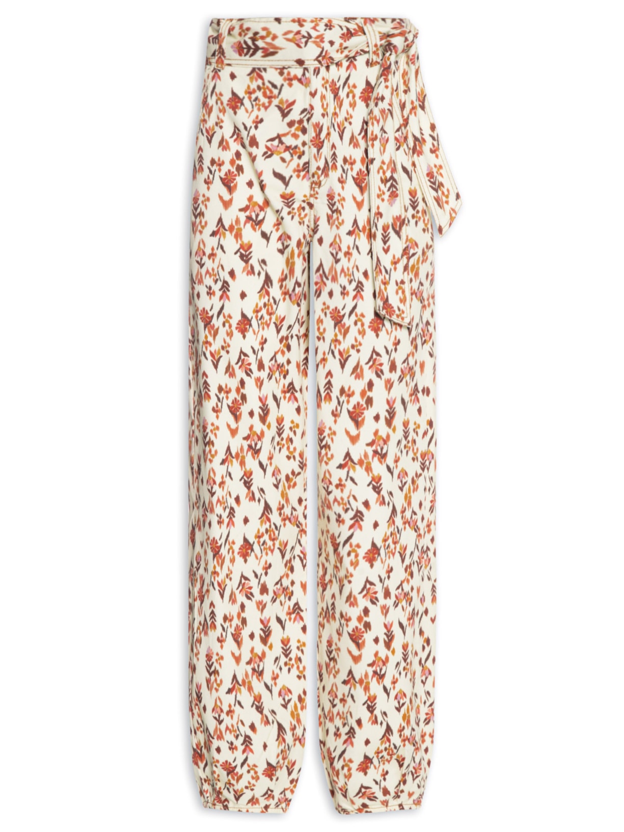 Calça Feminina Sarja Faixa Estampa Jardim Kat - Amarelo