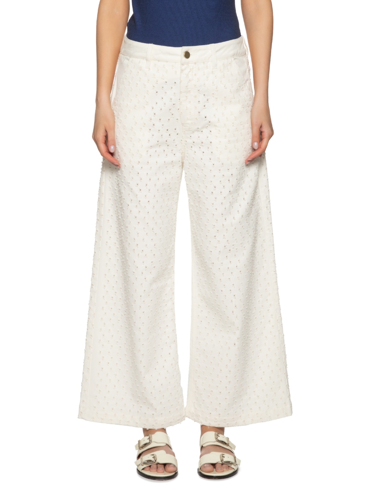 Calça Feminina Sarja Graziela Off White Mixed