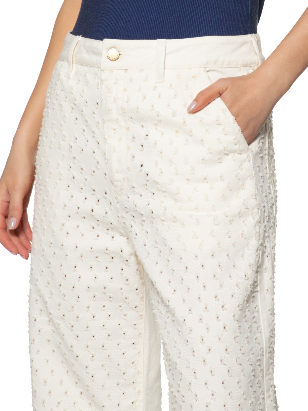 Calça Feminina Sarja Graziela Off White Mixed