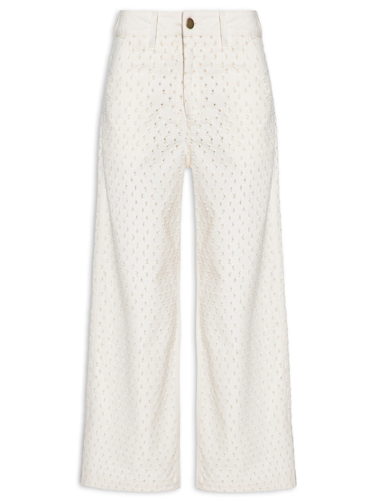 Calça Feminina Sarja Graziela Off White Mixed