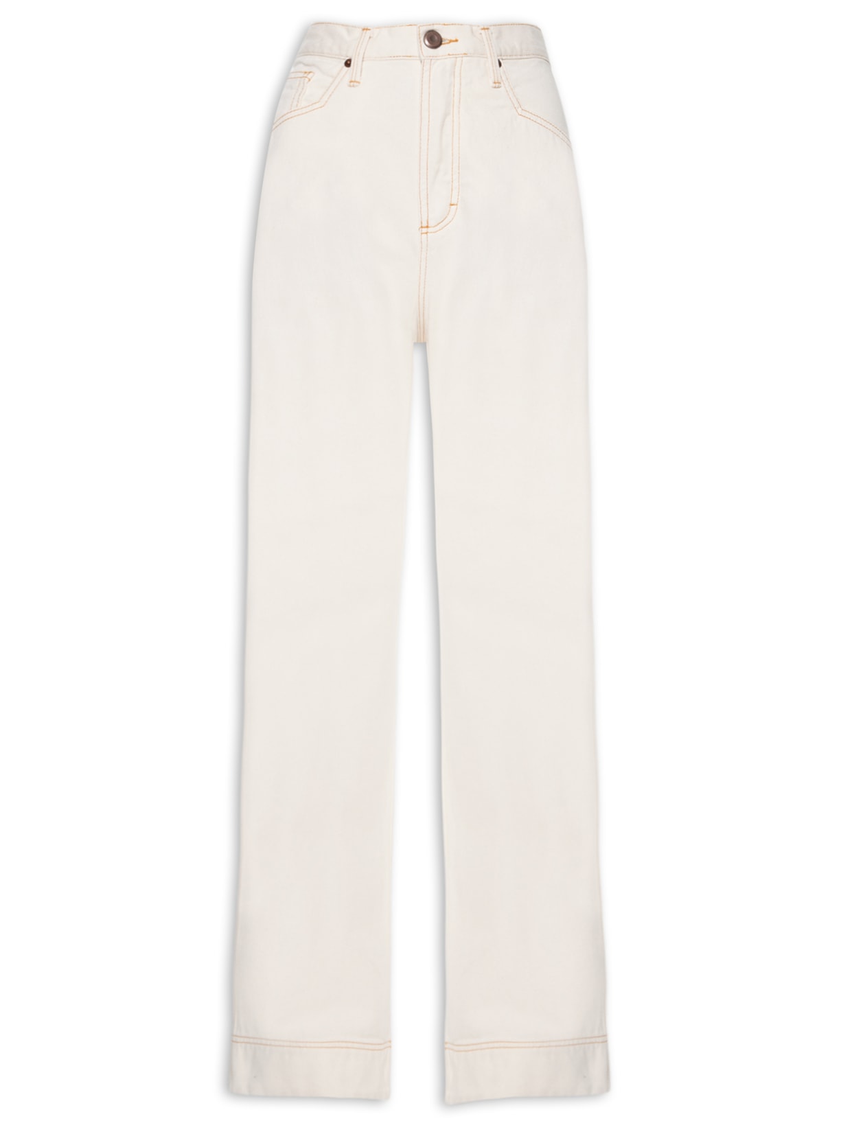 Calça Feminina Sarja High Loose Off - Bege