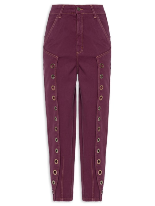 Calça Feminina Sarja Ilhos - Vinho