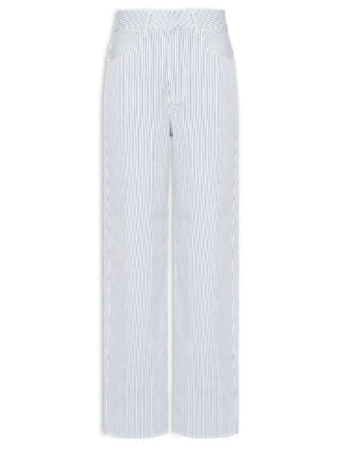 Calça Feminina Sarja Listra Denim Reta - Azul