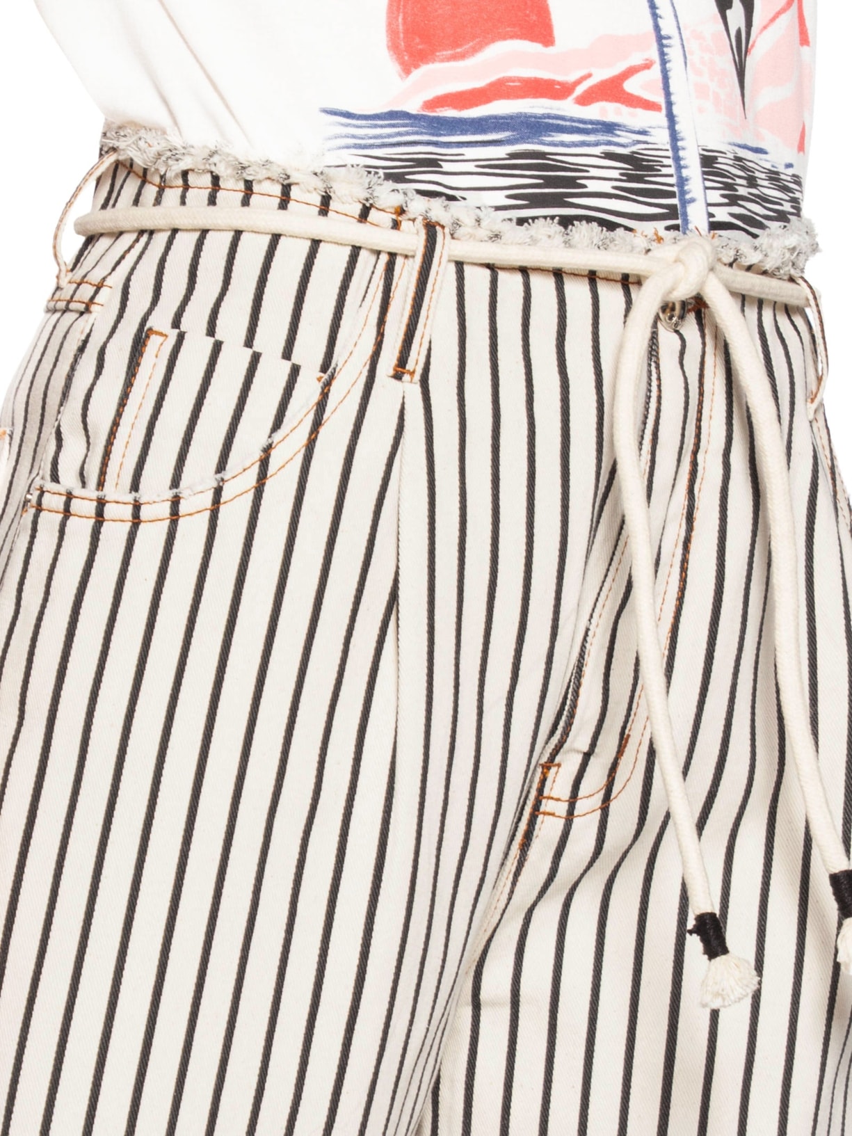 Calça Feminina Sarja Listrada Branco Farm