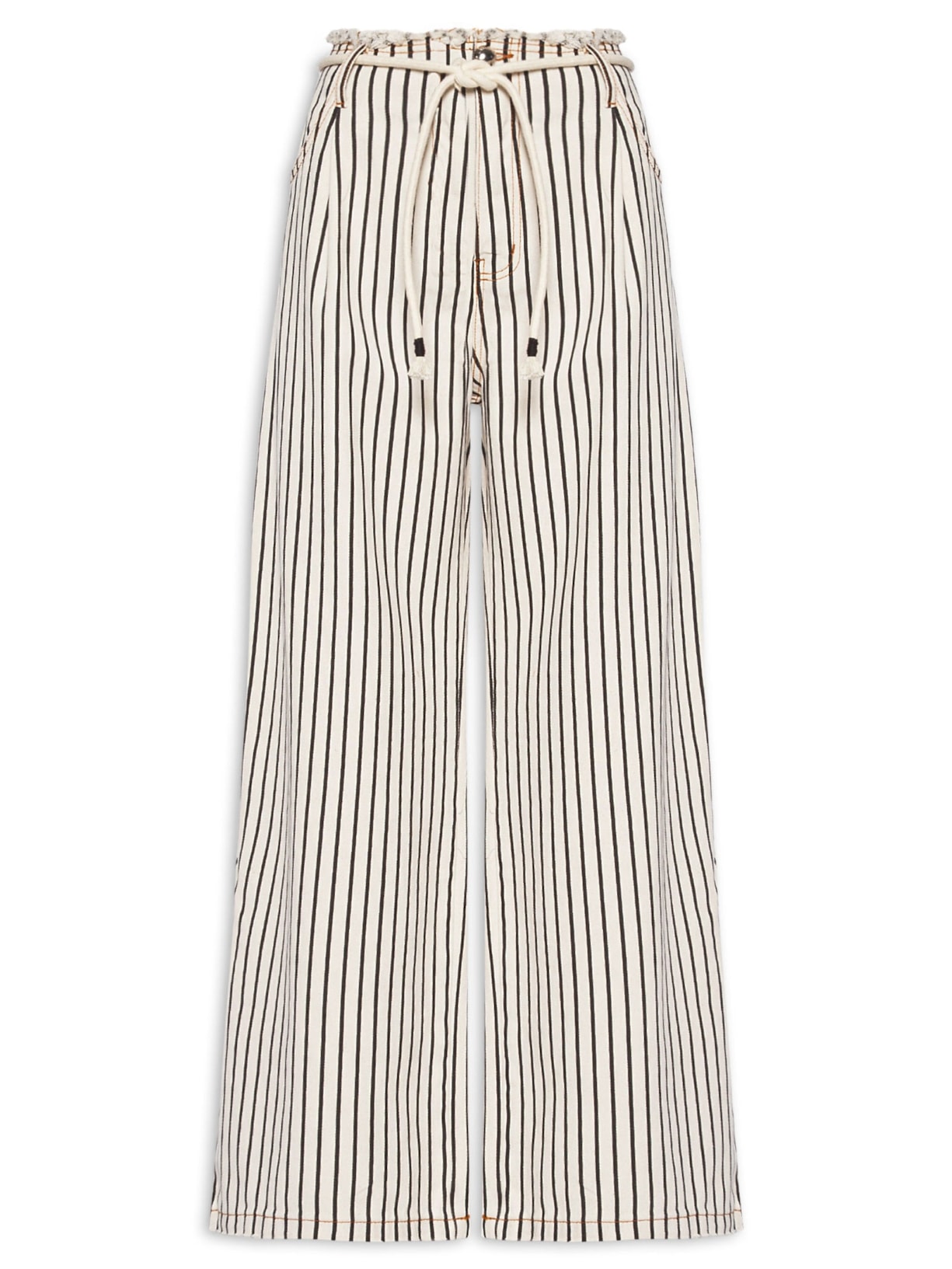Calça Feminina Sarja Listrada Branco Farm