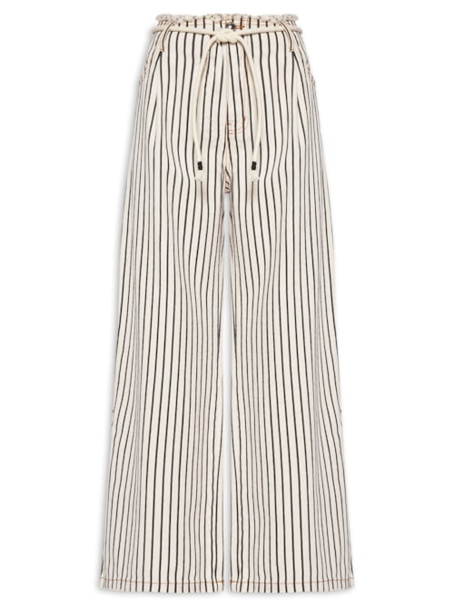 Calça Feminina Sarja Listrada - Branco