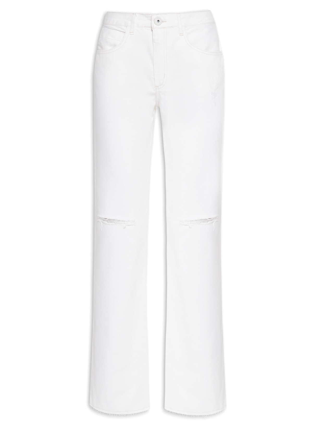 Calça Feminina Sarja Mini Flare Esmirilhados - Off White