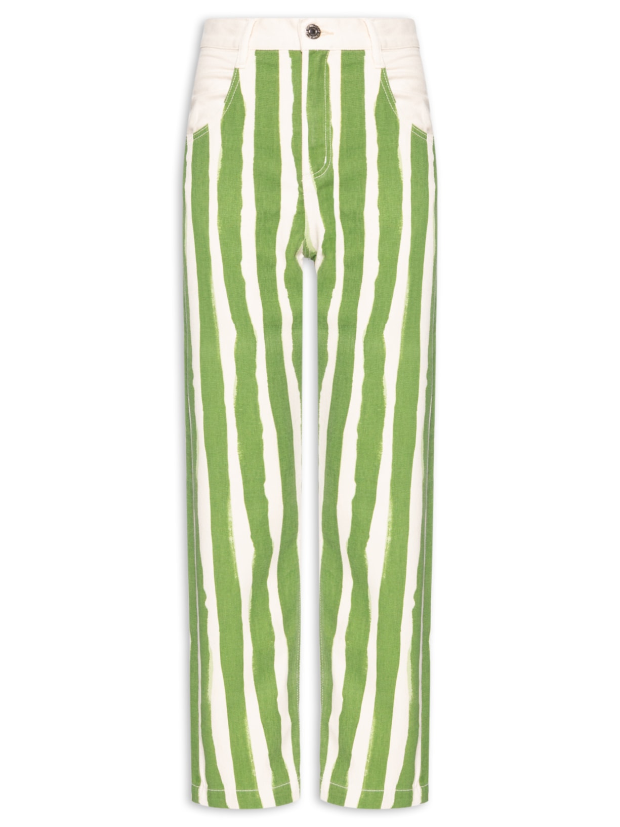 Calça Feminina Sarja Nipper Estampa Listras Verde Animale Jeans