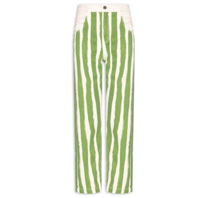 Calça Feminina Sarja Nipper Estampa Listras - Verde